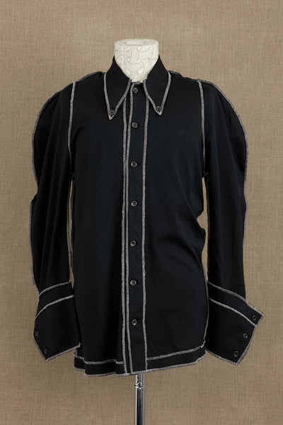 Shirt 93A- Cotton100% Black Body- Ivory Stitch
