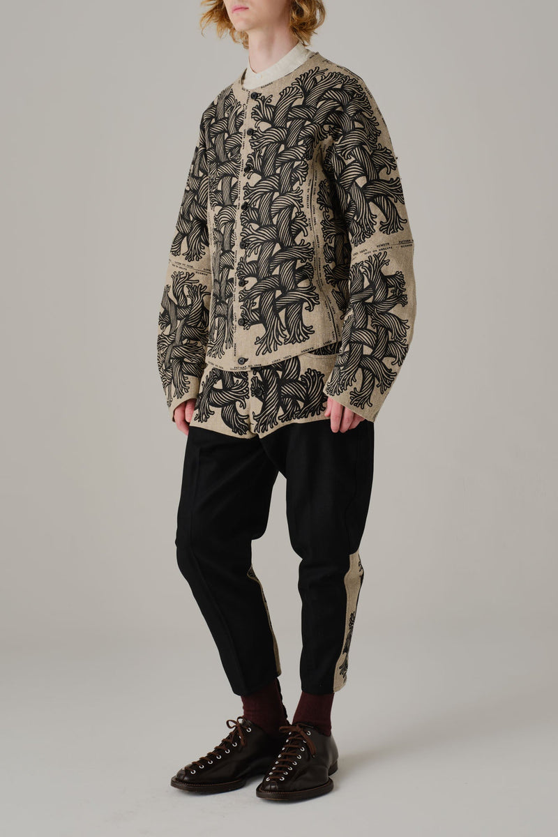 ERD サテン刺繍ジャケット ブラック ベージュ 美品 M jacket-203k-linen100-canvas-