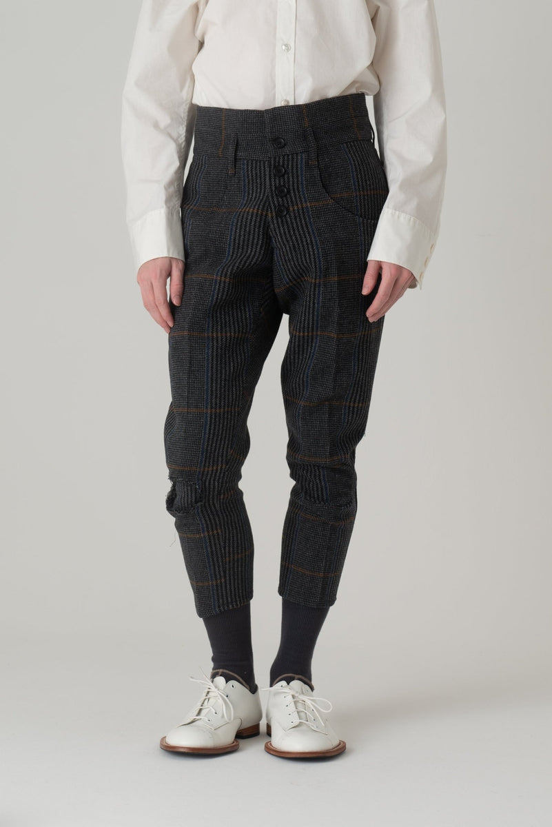 無料クーポン配布 アプリ trousers-14b-wool100-hw-check- パンツ