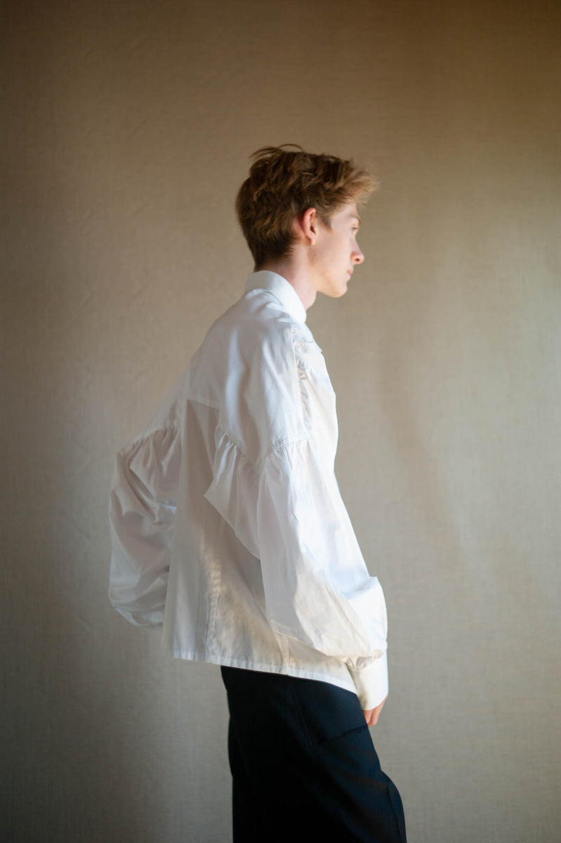 Shirt 87C Collar- Cotton100% Broad Gather Stitch- 3 Layers-Off White