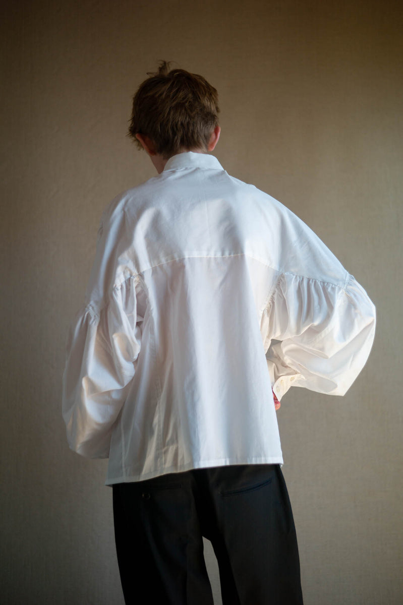 Shirt 87C Collar- Cotton100% Broad Gather Stitch- 3 Layers-Off White