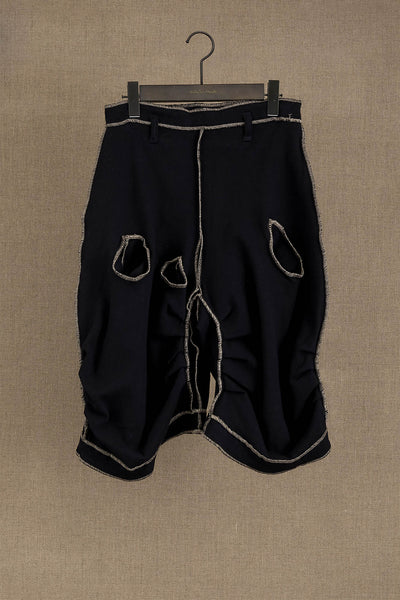 Trousers 104 Short- Cotton100%Span- Beige Stitch- Black