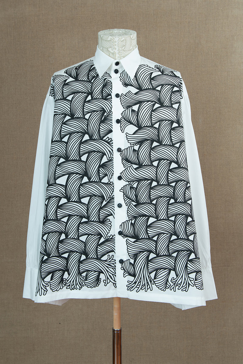Shirt 18752- Cotton100% Broad Print- 42S Pattern Rope- White