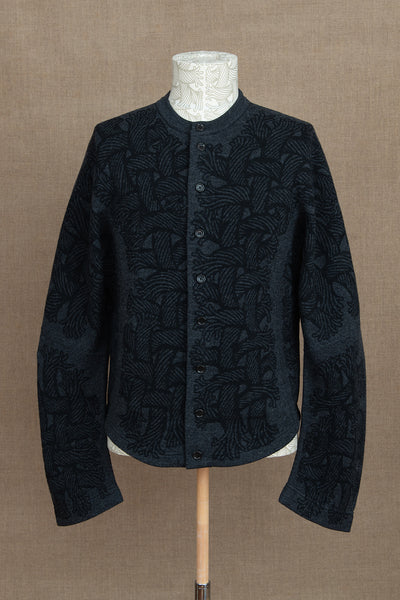 Knit Cardigan 203K- Wool100% Jacquard Knit- 203K Rope- Charcoal