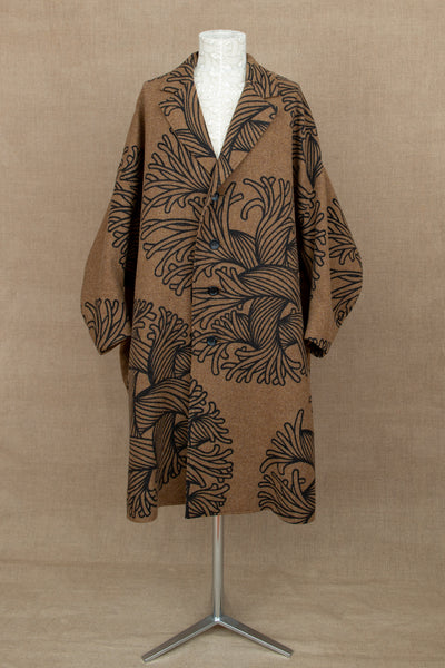 Coat 336- Wool100% British Tweed- Bubble Rope Print- Camel
