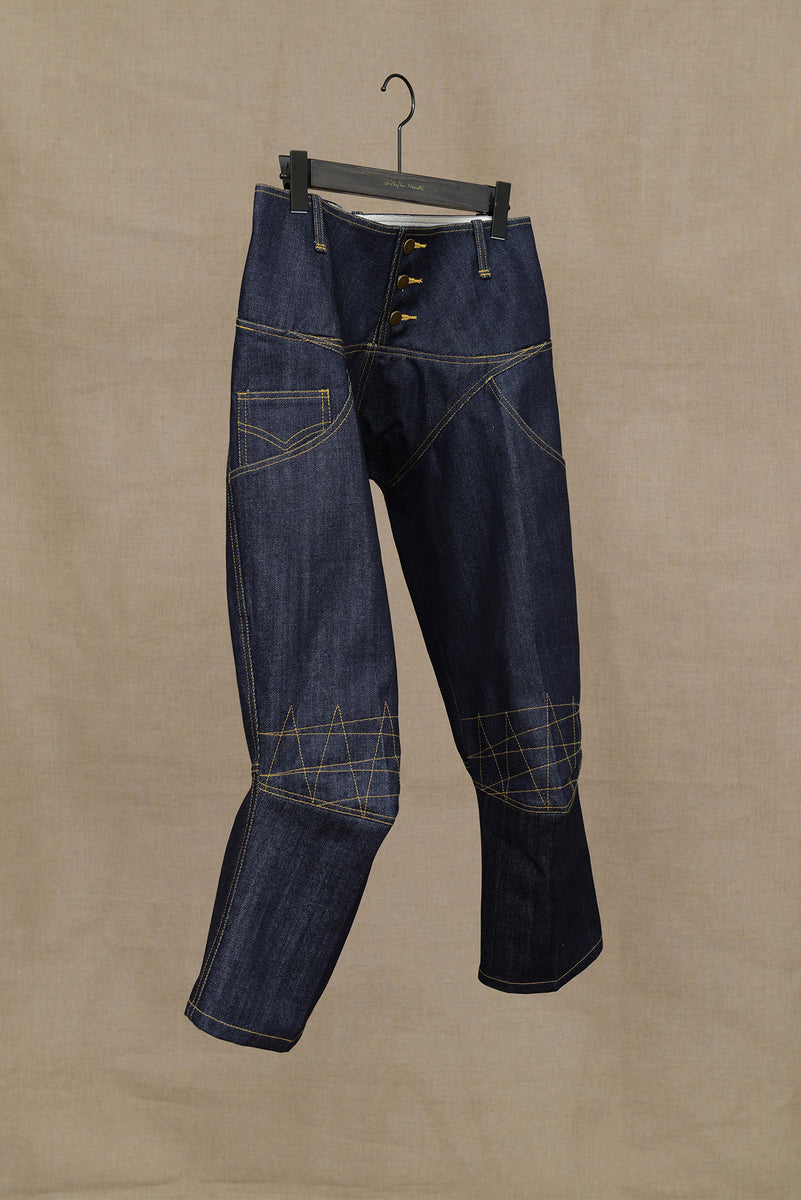 Trousers 2036- Cotton100% Denim- Yellow Stitch