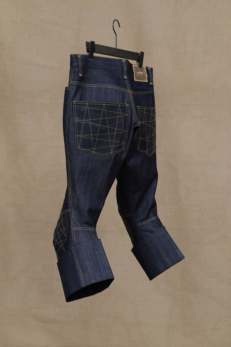 Trousers 733- Cotton100% Denim- Black Facing Patch- Yellow Stitch