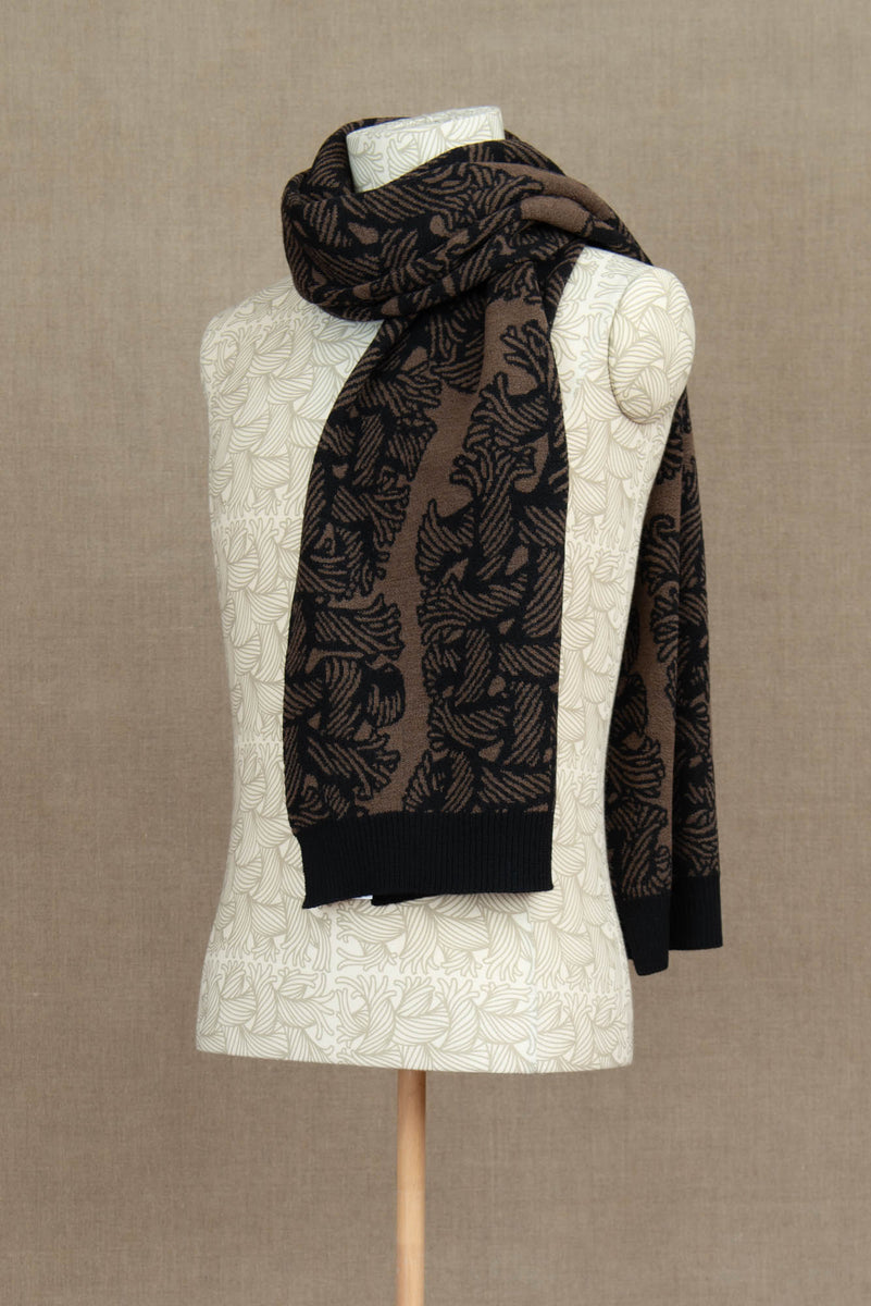 Christopher Nemeth Wool Jacquard Rope Knit Scarf - Brown