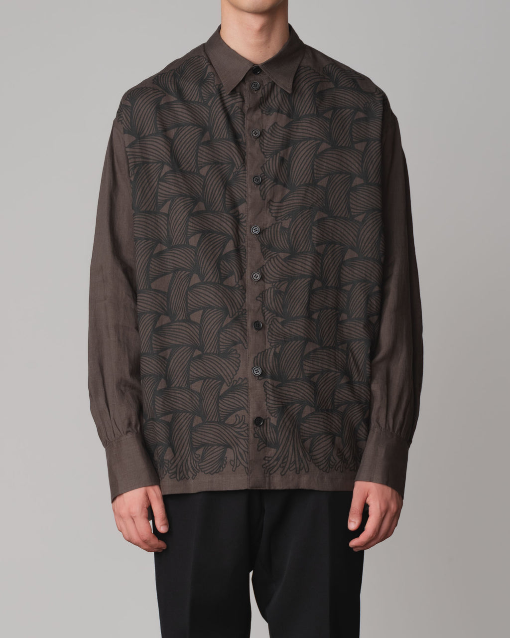 Shirt 893- Linen100% 221- 89 Pattern Rope Print- Grey