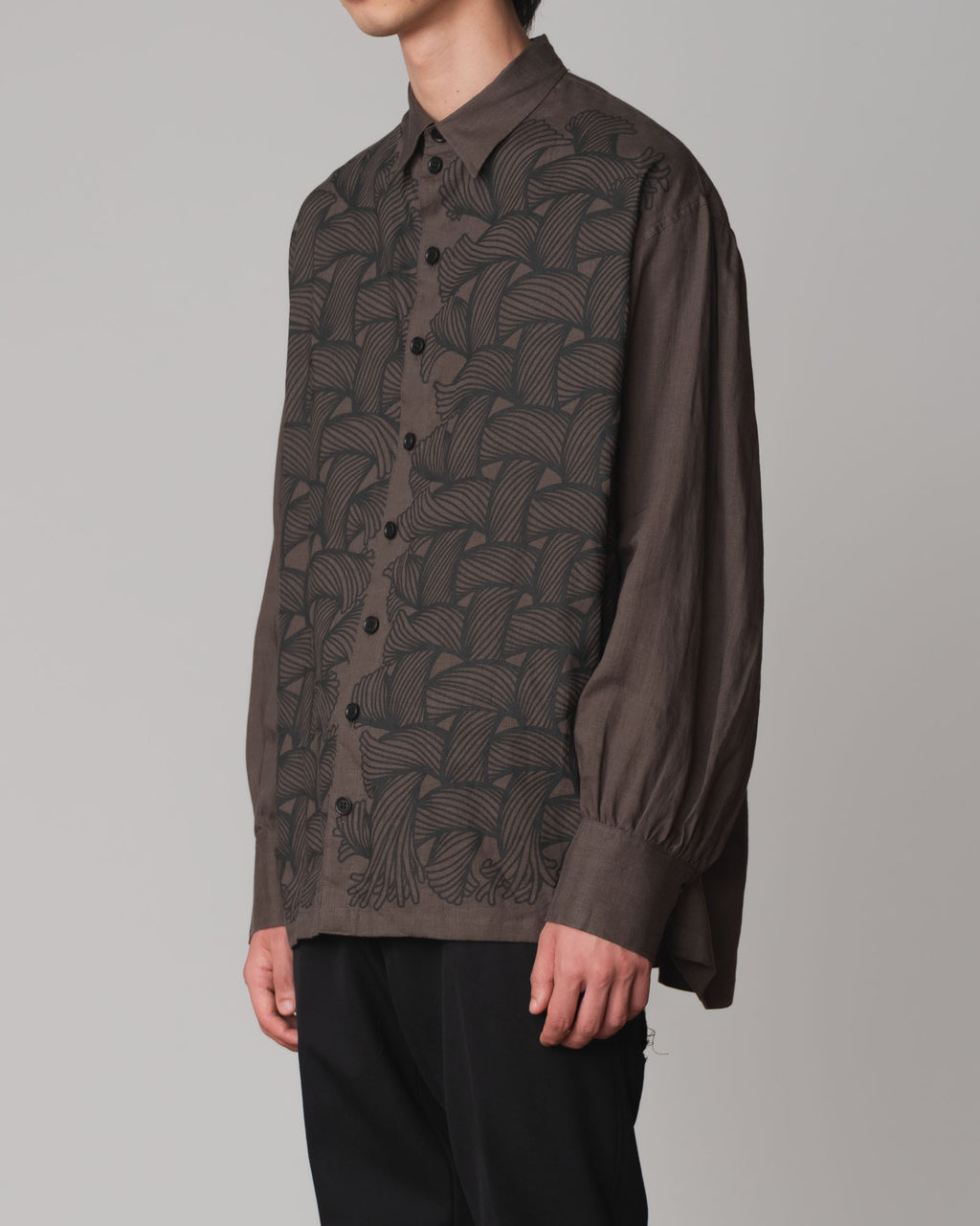 Shirt 893- Linen100% 221- 89 Pattern Rope Print- Grey