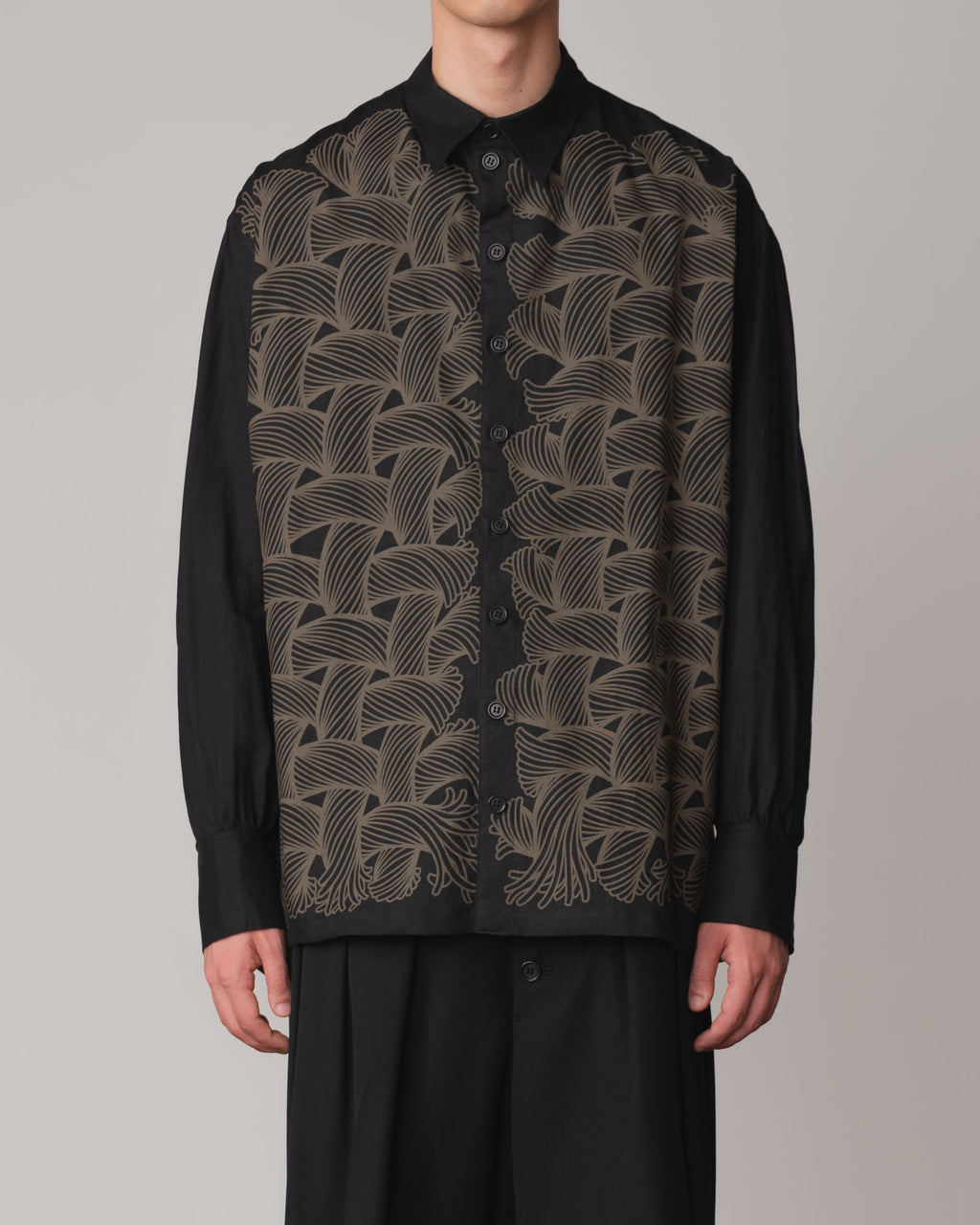 Shirt 893- Linen100% 221- 89 Pattern Rope Print- Black