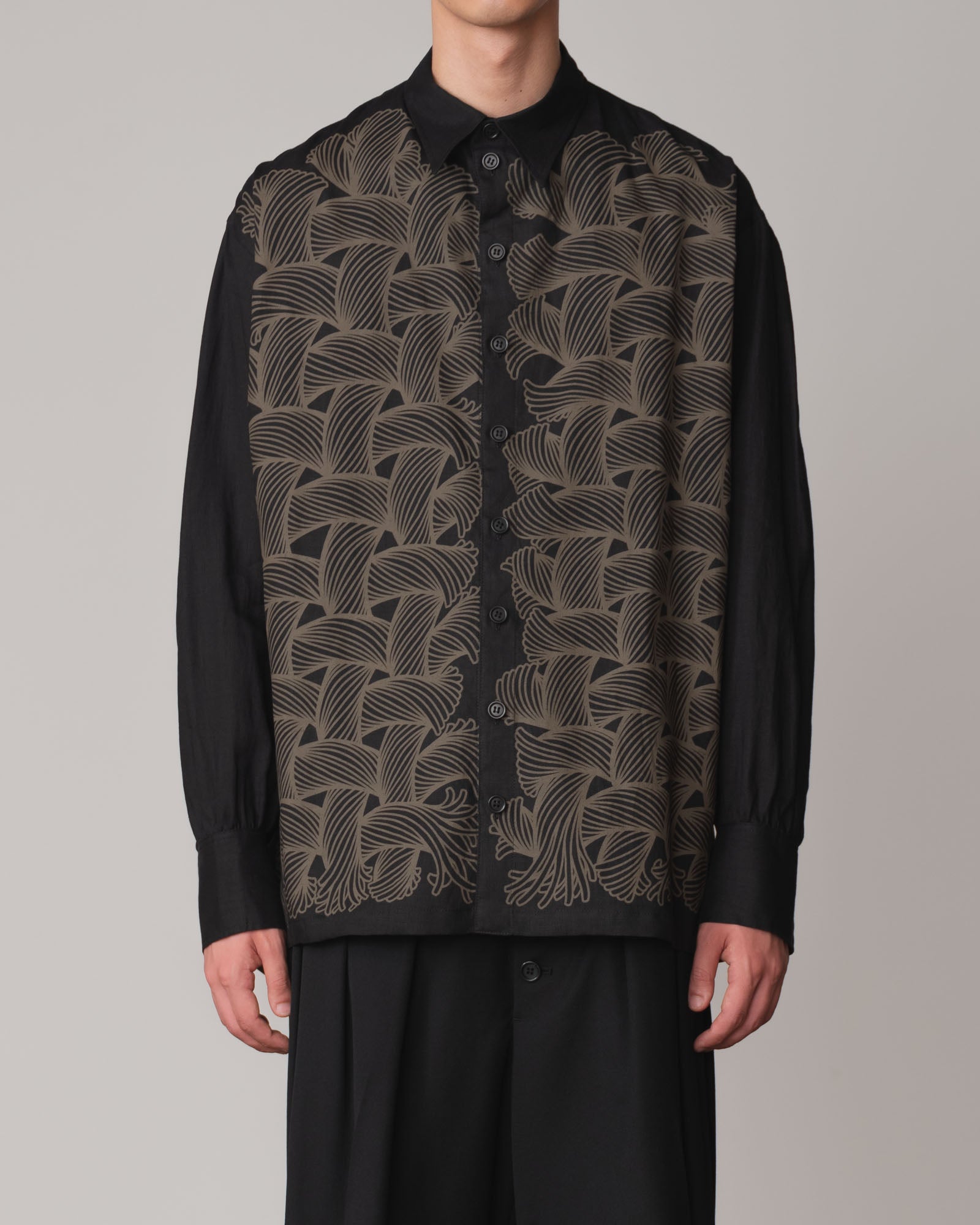 Shirt 893- Linen100% 221- 89 Pattern Rope Print- Black