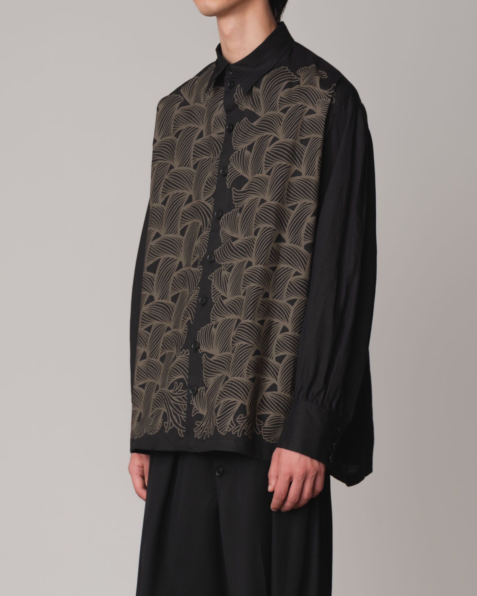 Shirt 893- Linen100% 221- 89 Pattern Rope Print- Black
