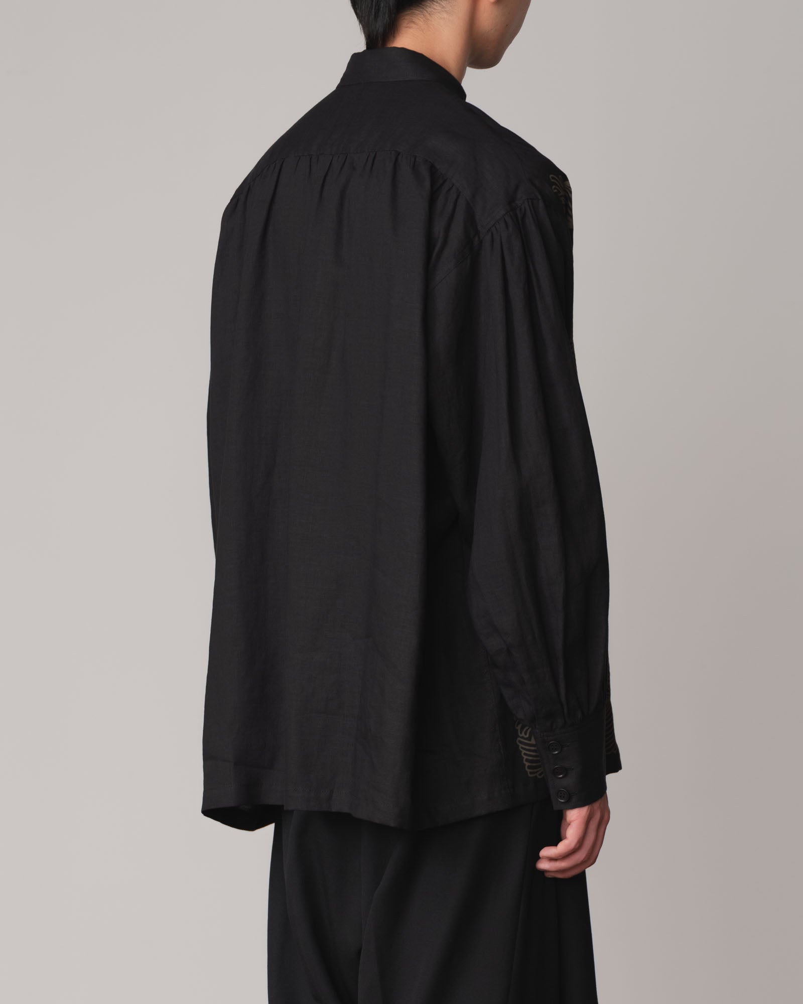 Shirt 893- Linen100% 221- 89 Pattern Rope Print- Black