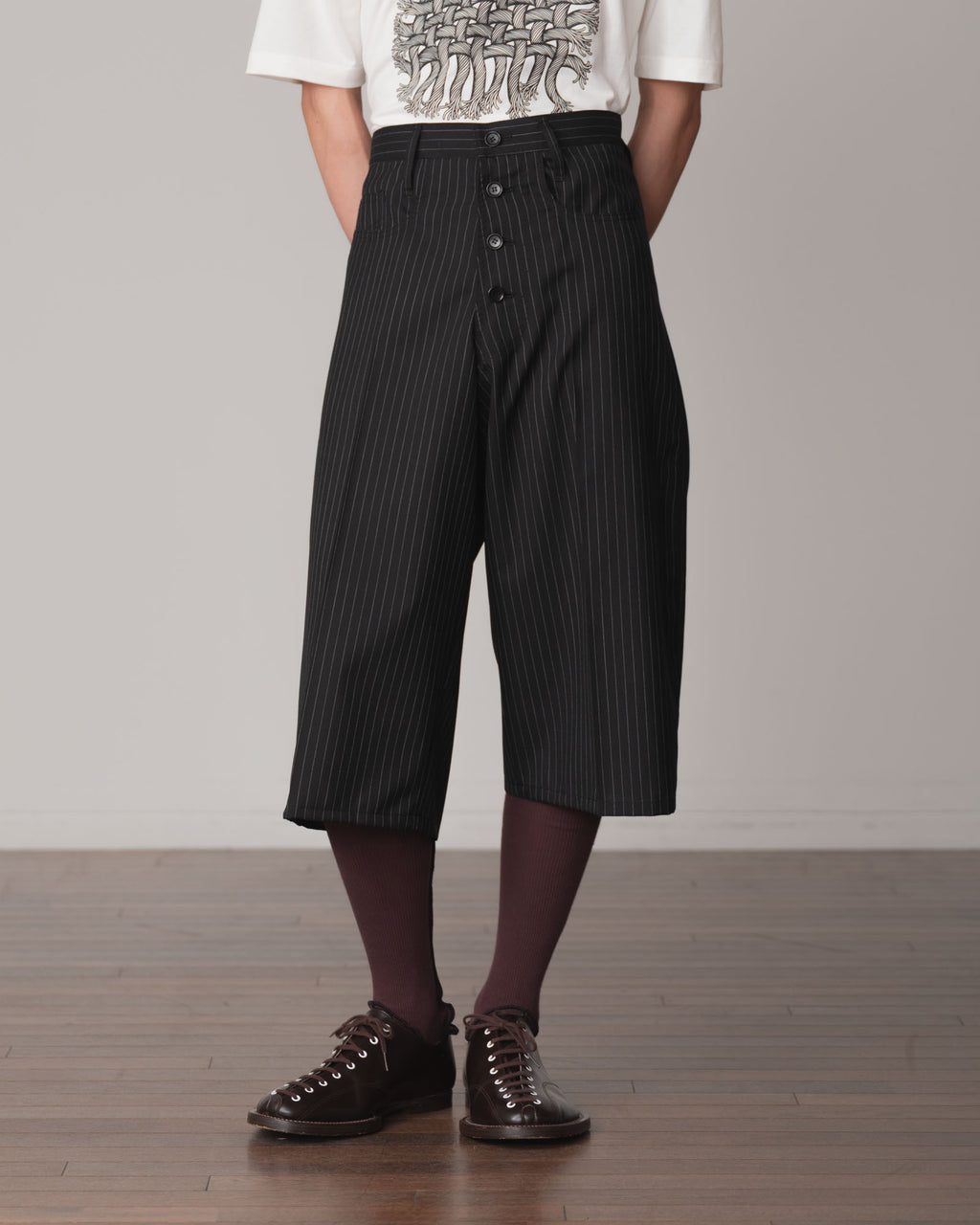 Trousers 2102- Summer Wool100% Pin Stripe- Black