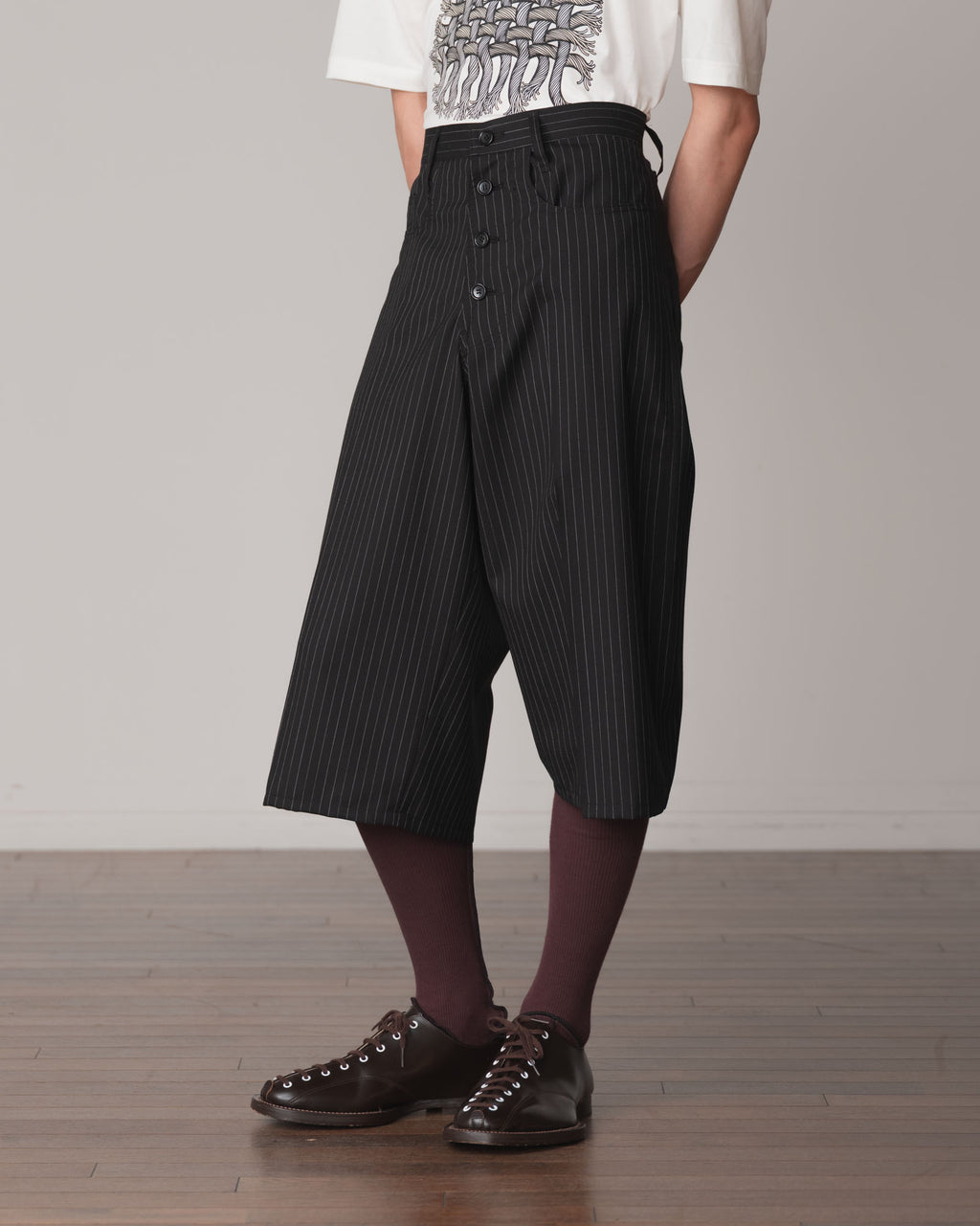 Trousers 2102- Summer Wool100% Pin Stripe- Black