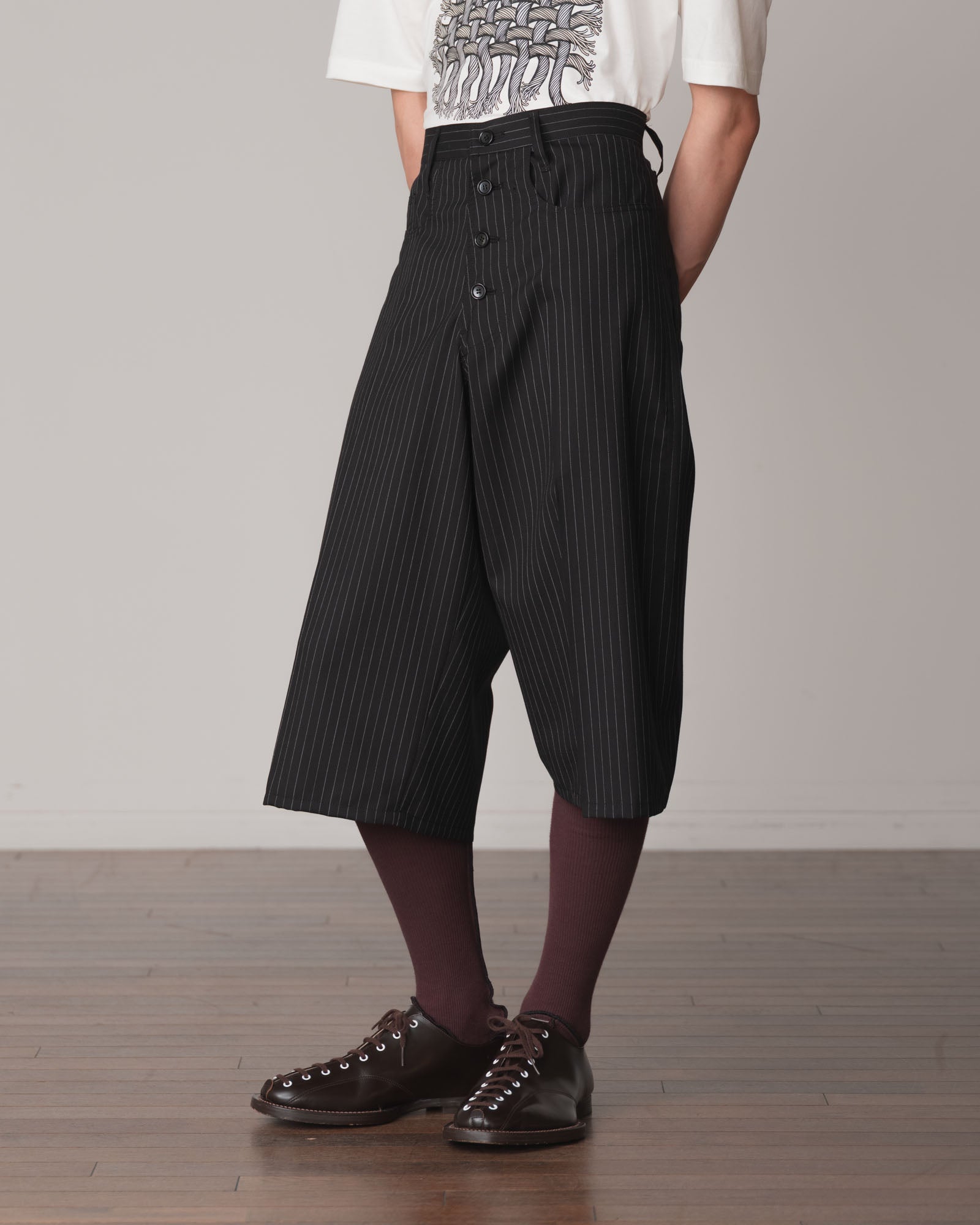 Trousers 2102- Summer Wool100% Pin Stripe- Black