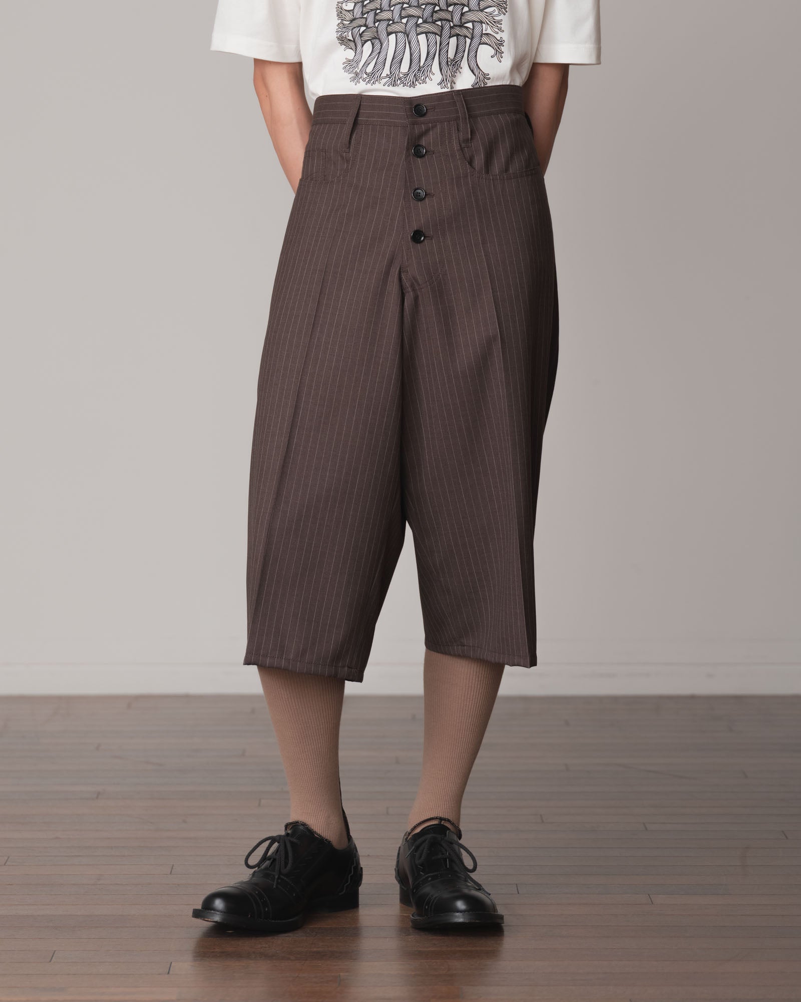 Trousers 2102- Summer Wool100% Pin Stripe- Brown