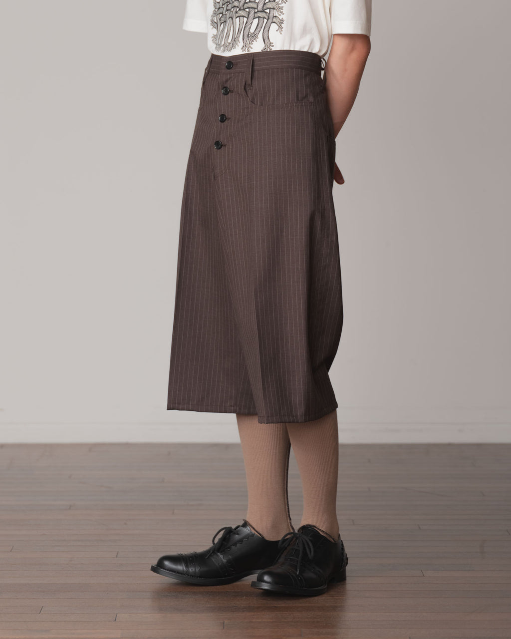 Trousers 2102- Summer Wool100% Pin Stripe- Brown