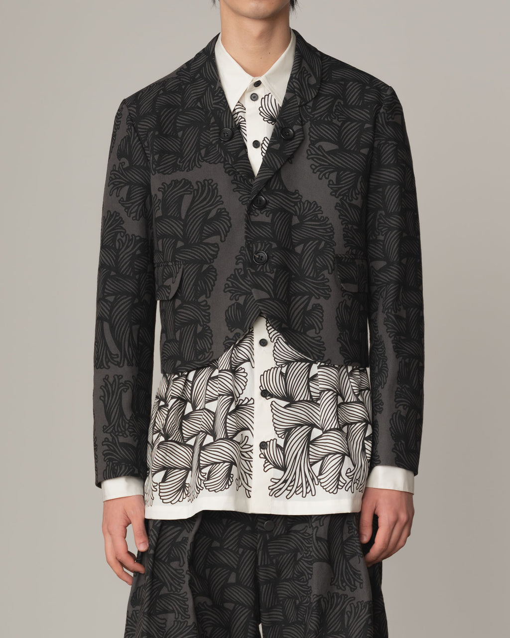 Jacket 5180- Cotton100% Oxford Print- Isle Rope Print- Grey