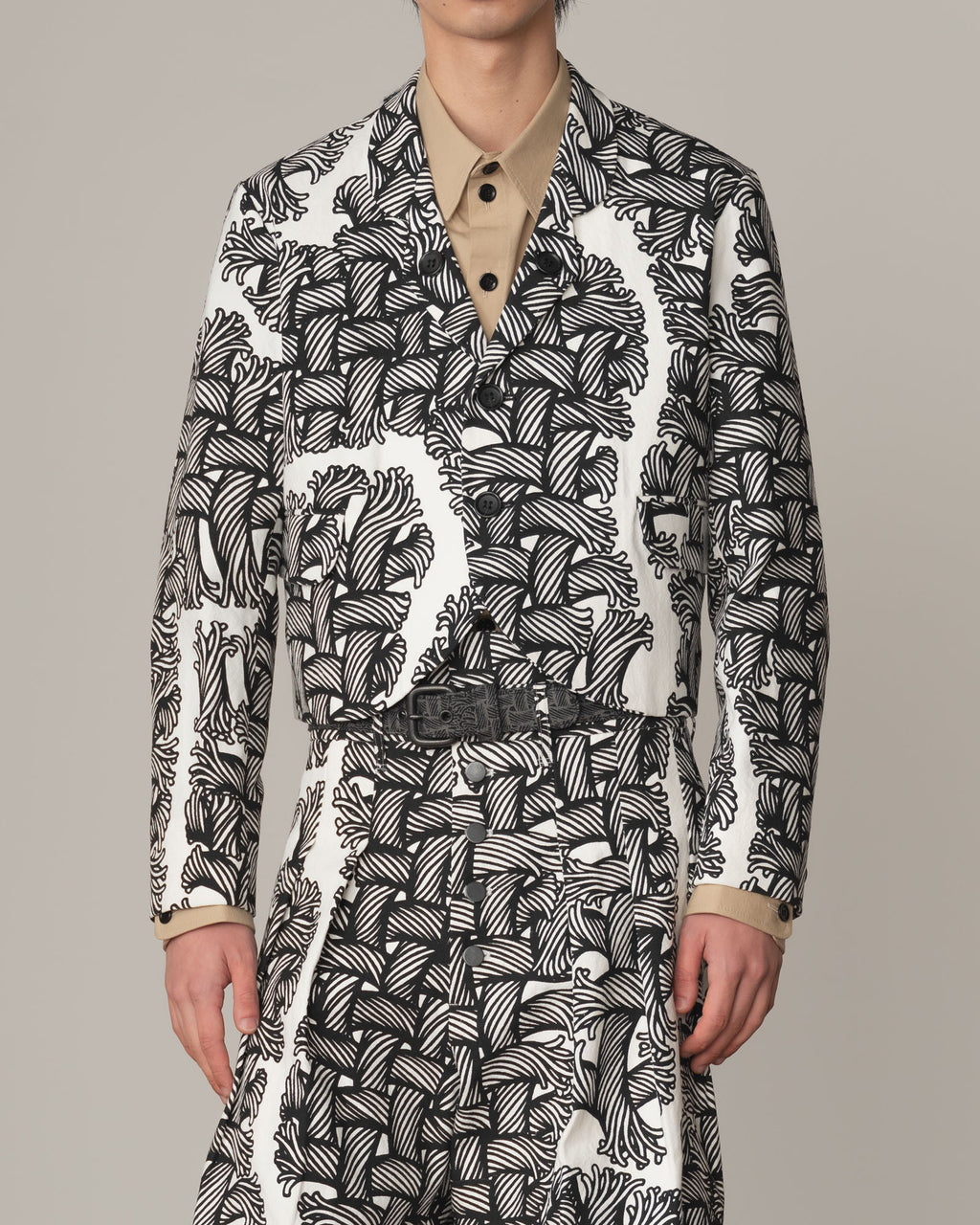 Jacket 5180- Cotton100% Oxford Print- Isle Rope Print- Off White