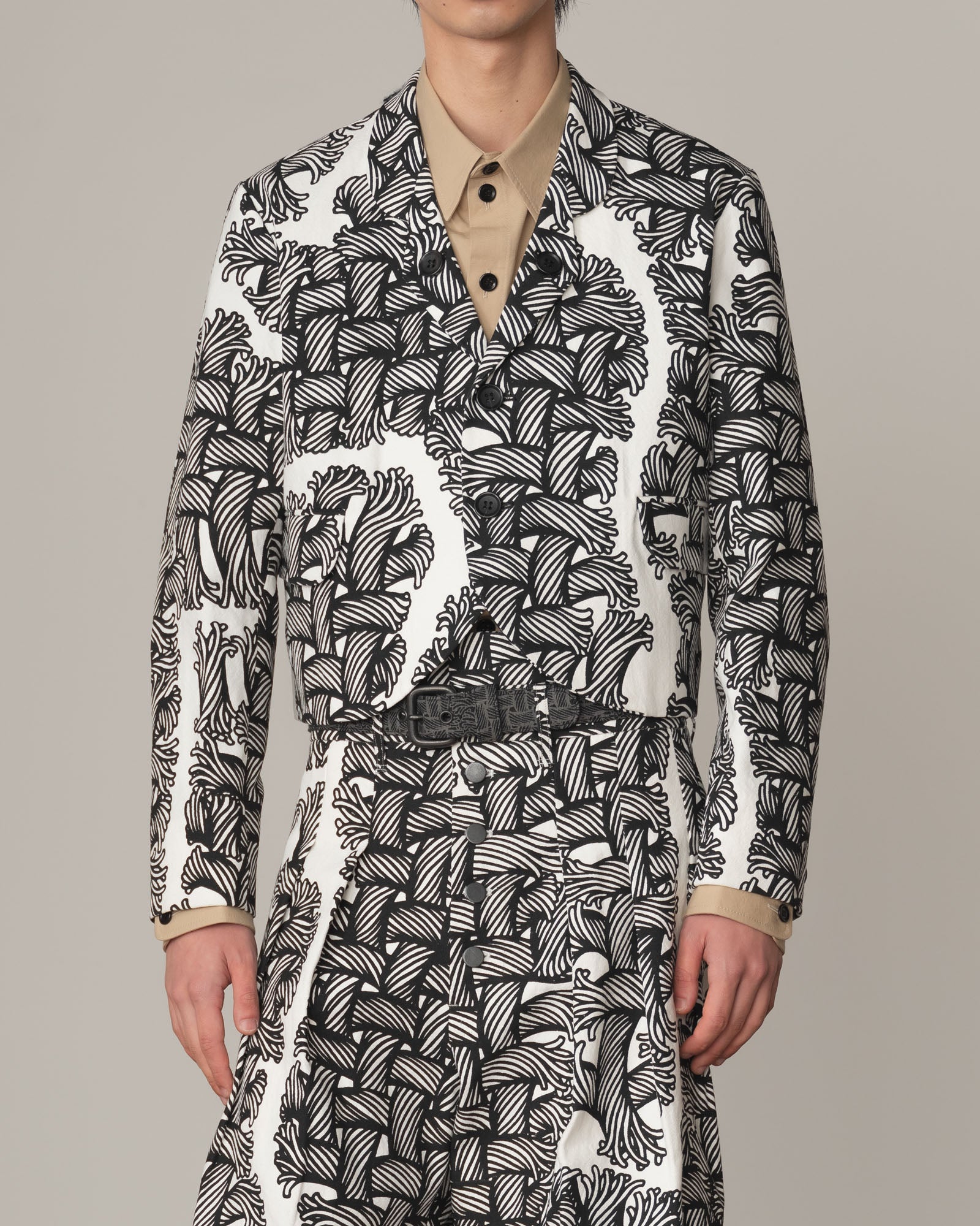 Jacket 5180- Cotton100% Oxford Print- Isle Rope Print- Off White