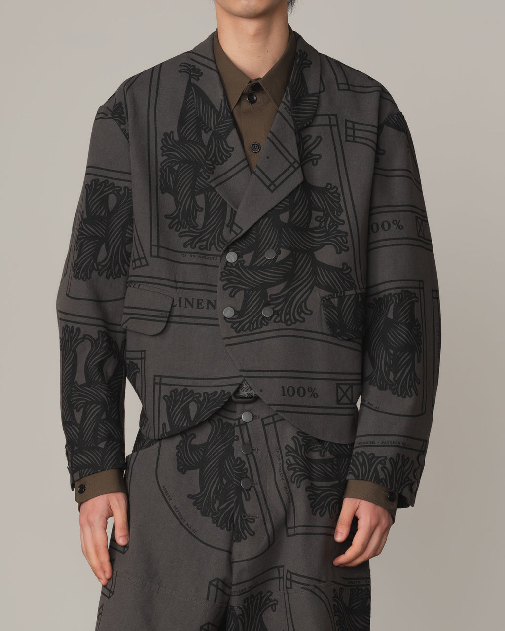 Jacket 2832- Cotton100% Oxford Print- 42S Pattern Rope Print- Grey