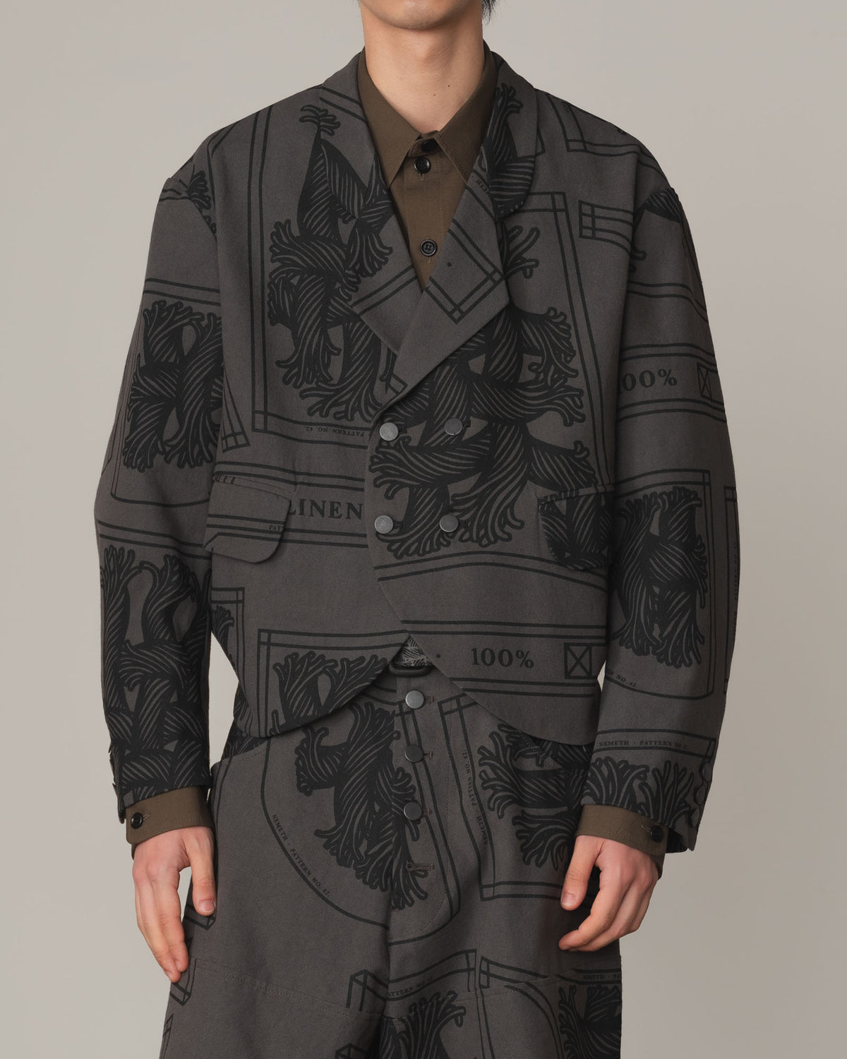 Jacket 2832- Cotton100% Oxford Print- 42S Pattern Rope Print- Grey