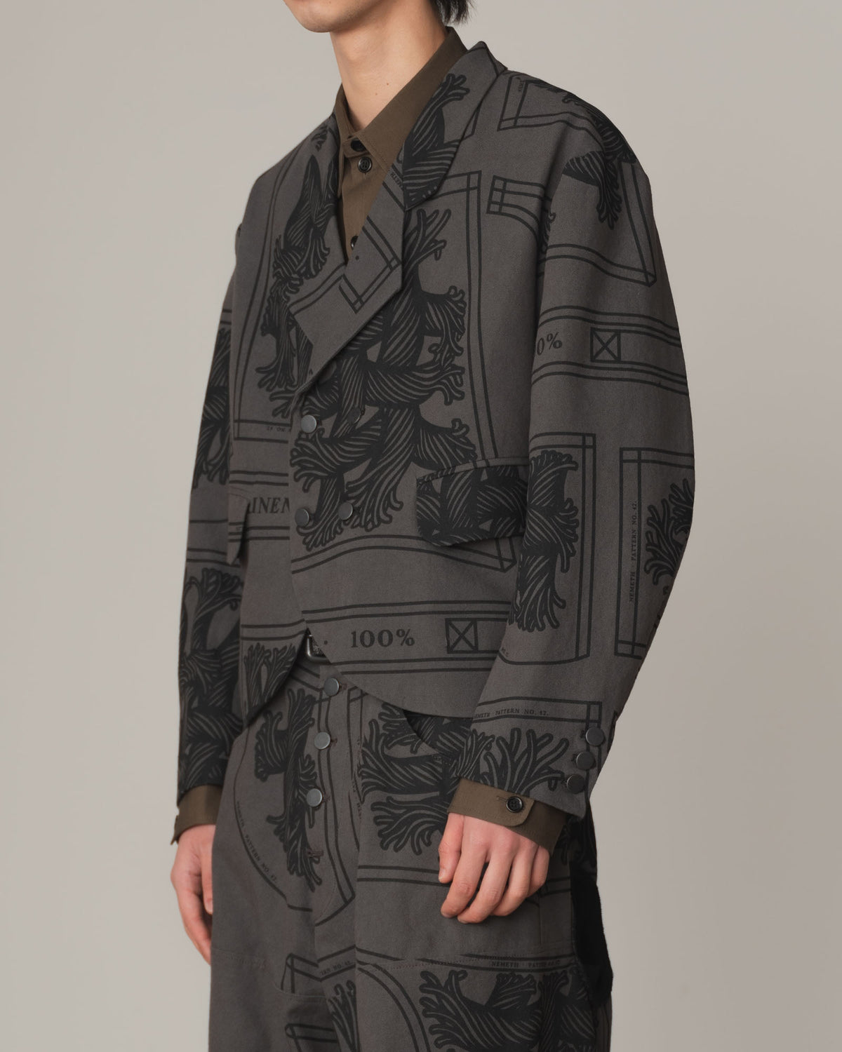 Jacket 2832- Cotton100% Oxford Print- 42S Pattern Rope Print- Grey