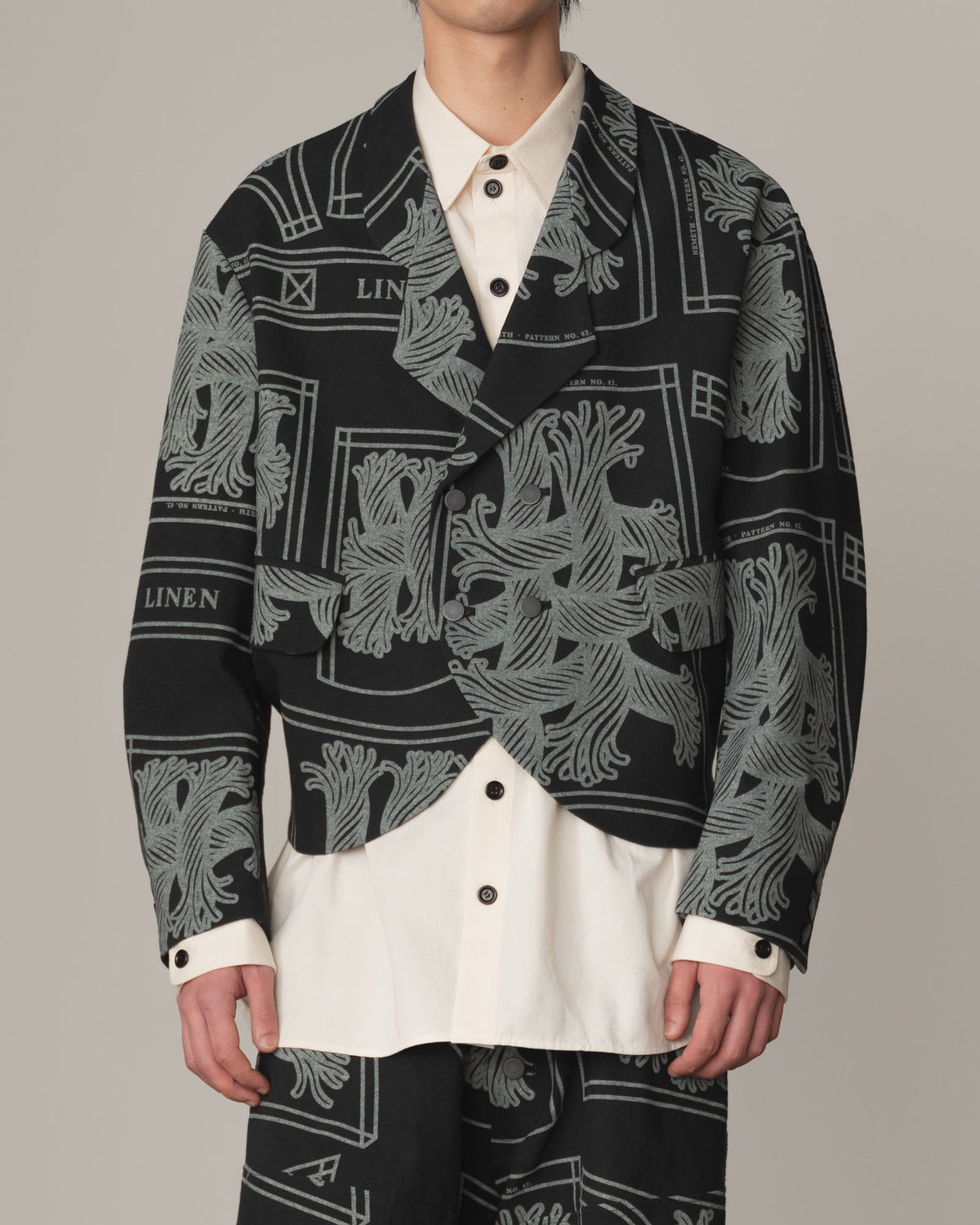 Jacket 2832- Cotton100% Oxford Print- 42S Pattern Rope Print- Black