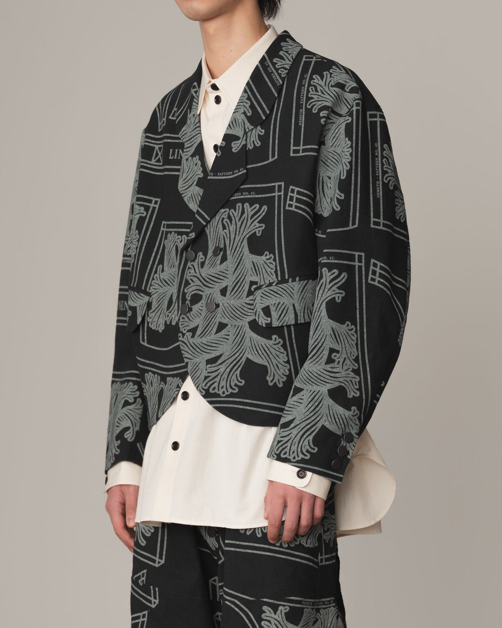 Jacket 2832- Cotton100% Oxford Print- 42S Pattern Rope Print- Black