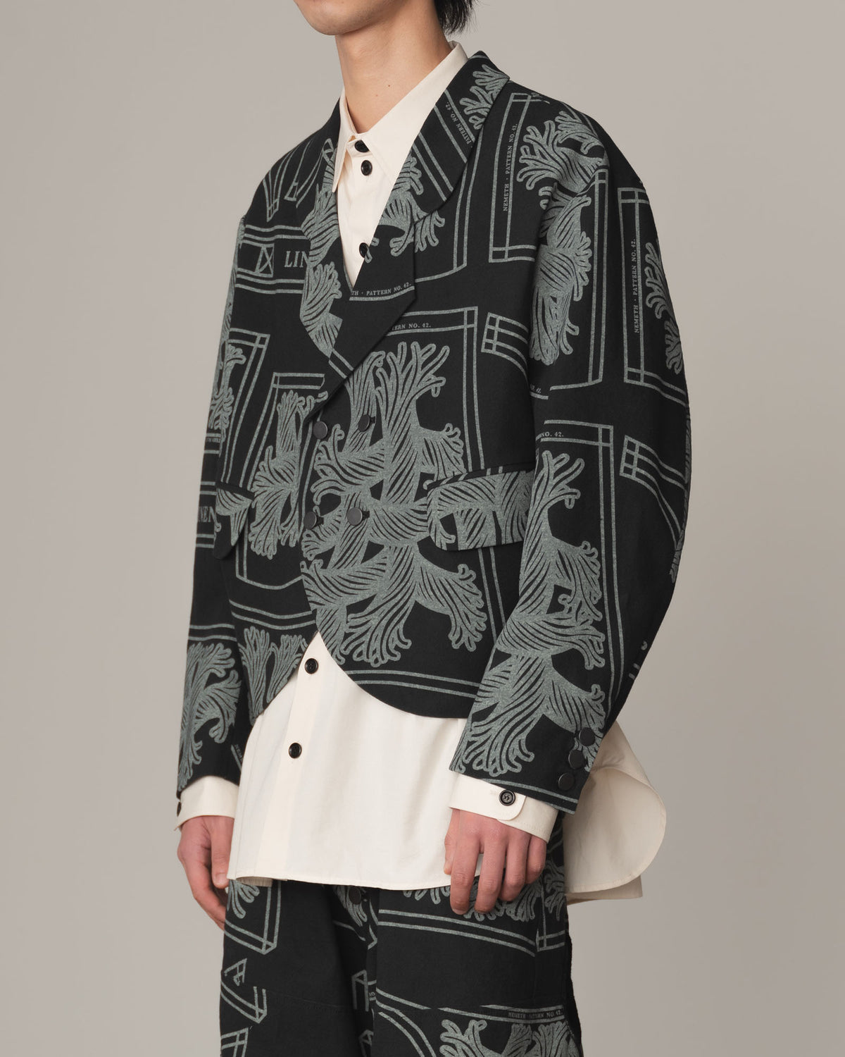 Jacket 2832- Cotton100% Oxford Print- 42S Pattern Rope Print- Black