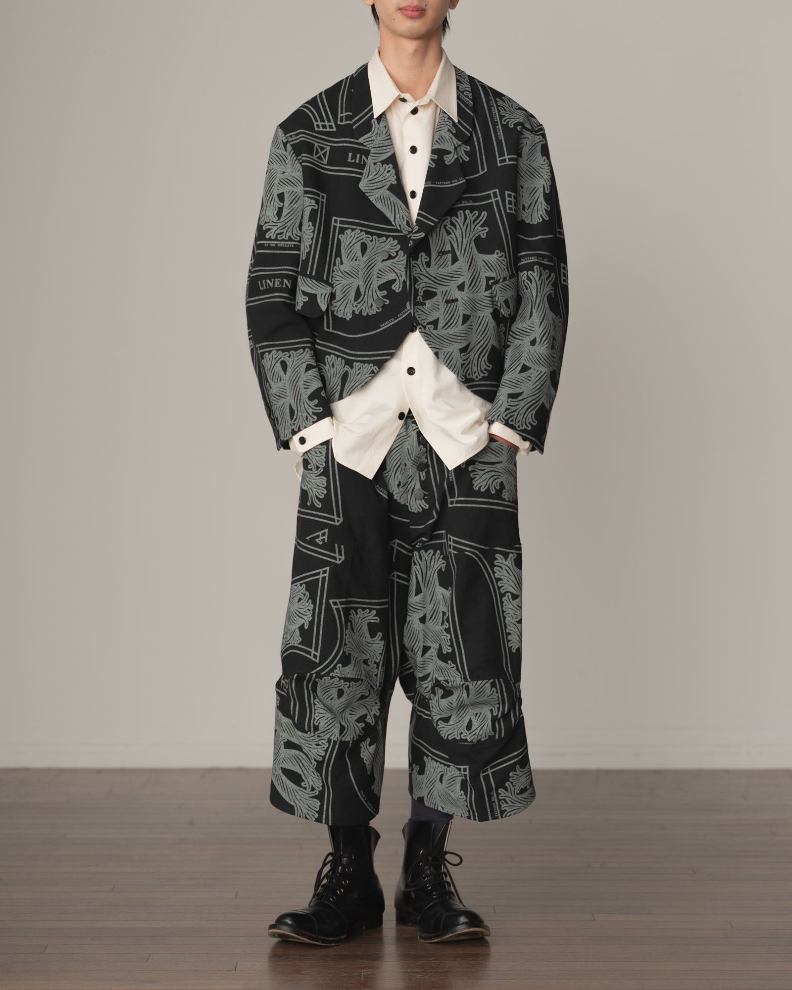 Jacket 2832- Cotton100% Oxford Print- 42S Pattern Rope Print- Black
