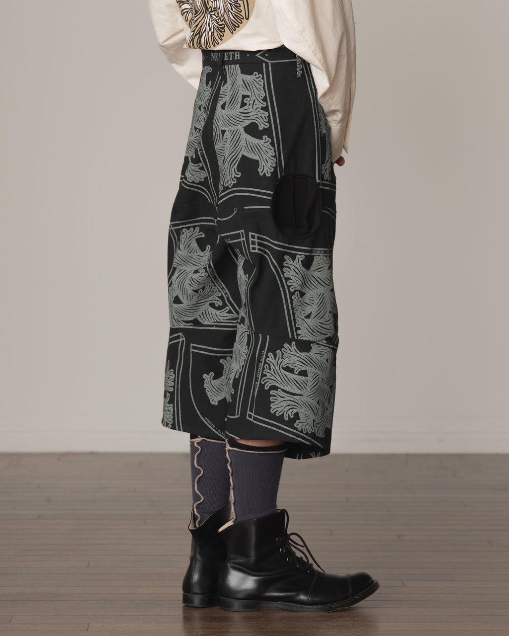 Trousers 103D- Cotton100% Oxford Print- Pattern Rope Print- Black