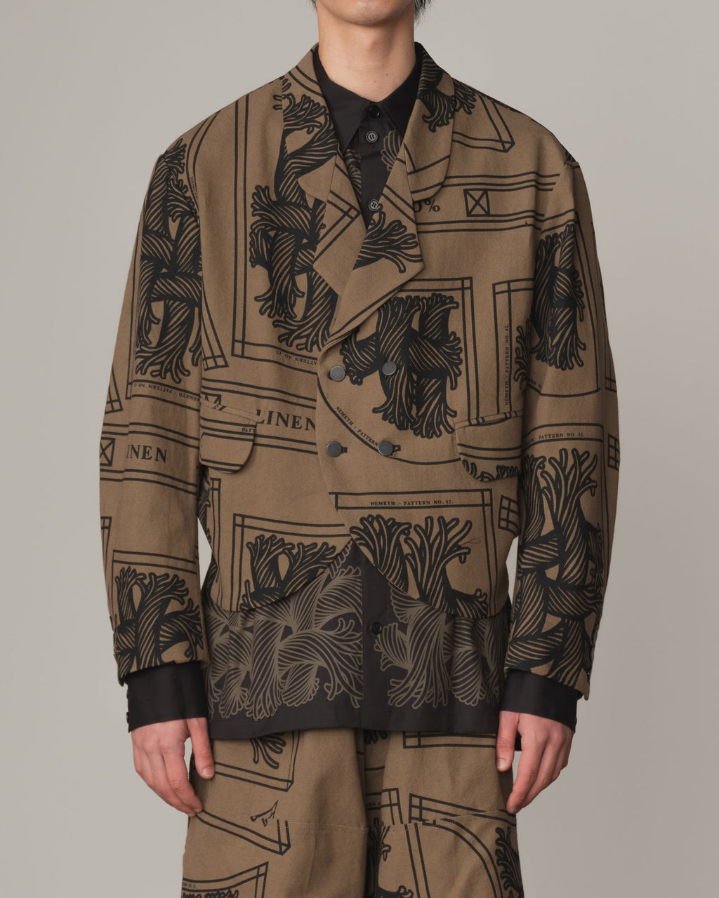 Jacket 2832- Cotton100% Oxford Print- 42S Pattern Rope Print- Light Brown