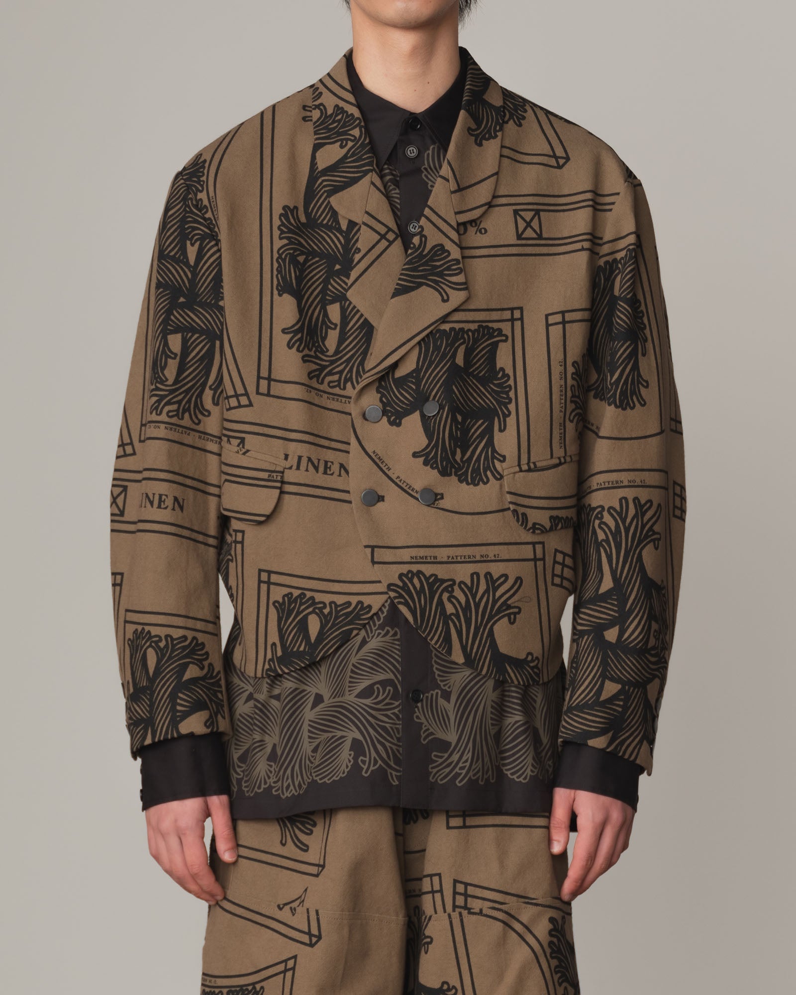 Jacket 2832- Cotton100% Oxford Print- 42S Pattern Rope Print- Light Brown