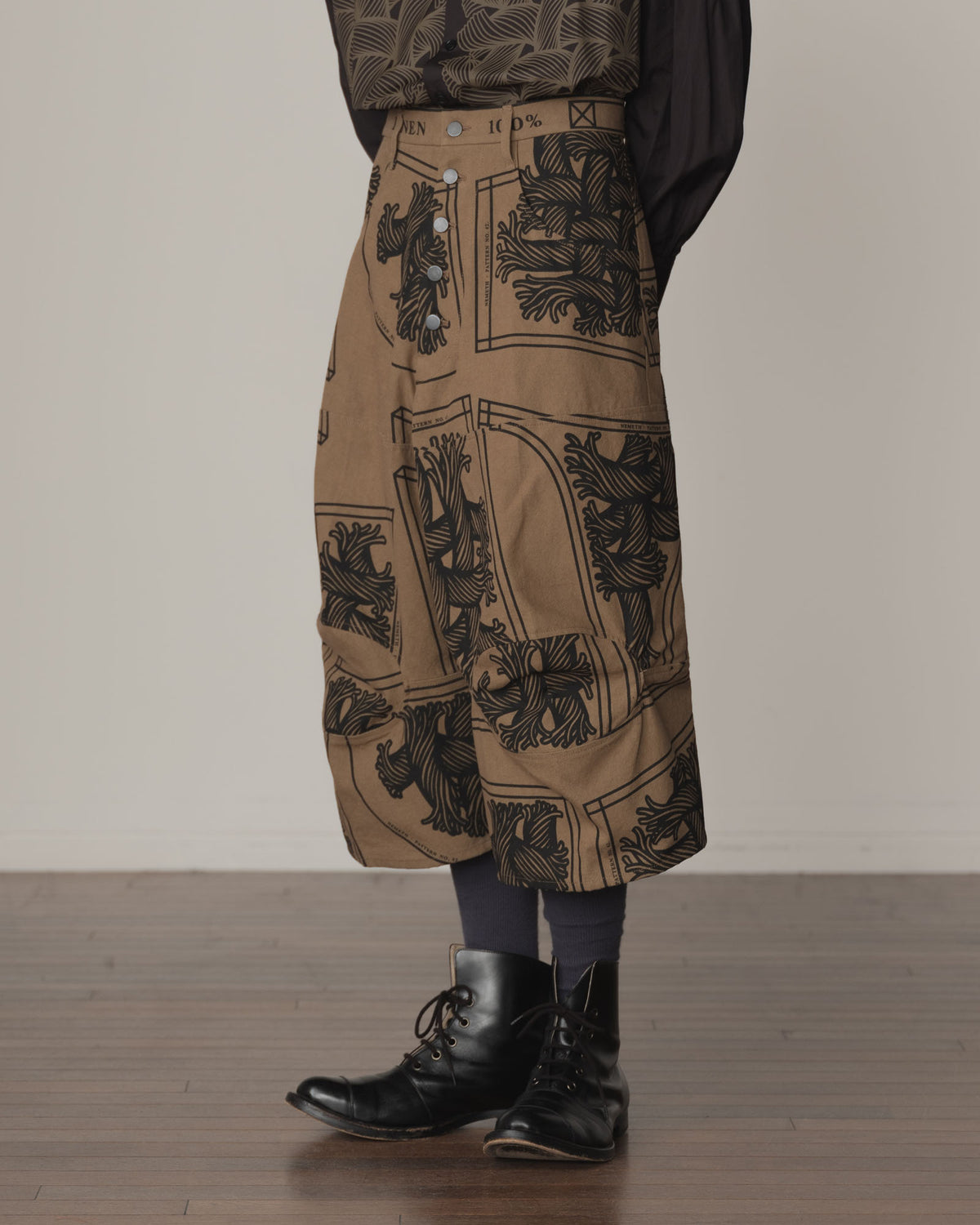 Trousers 103D- Cotton100% Oxford Print- Pattern Rope Print- Light Brown