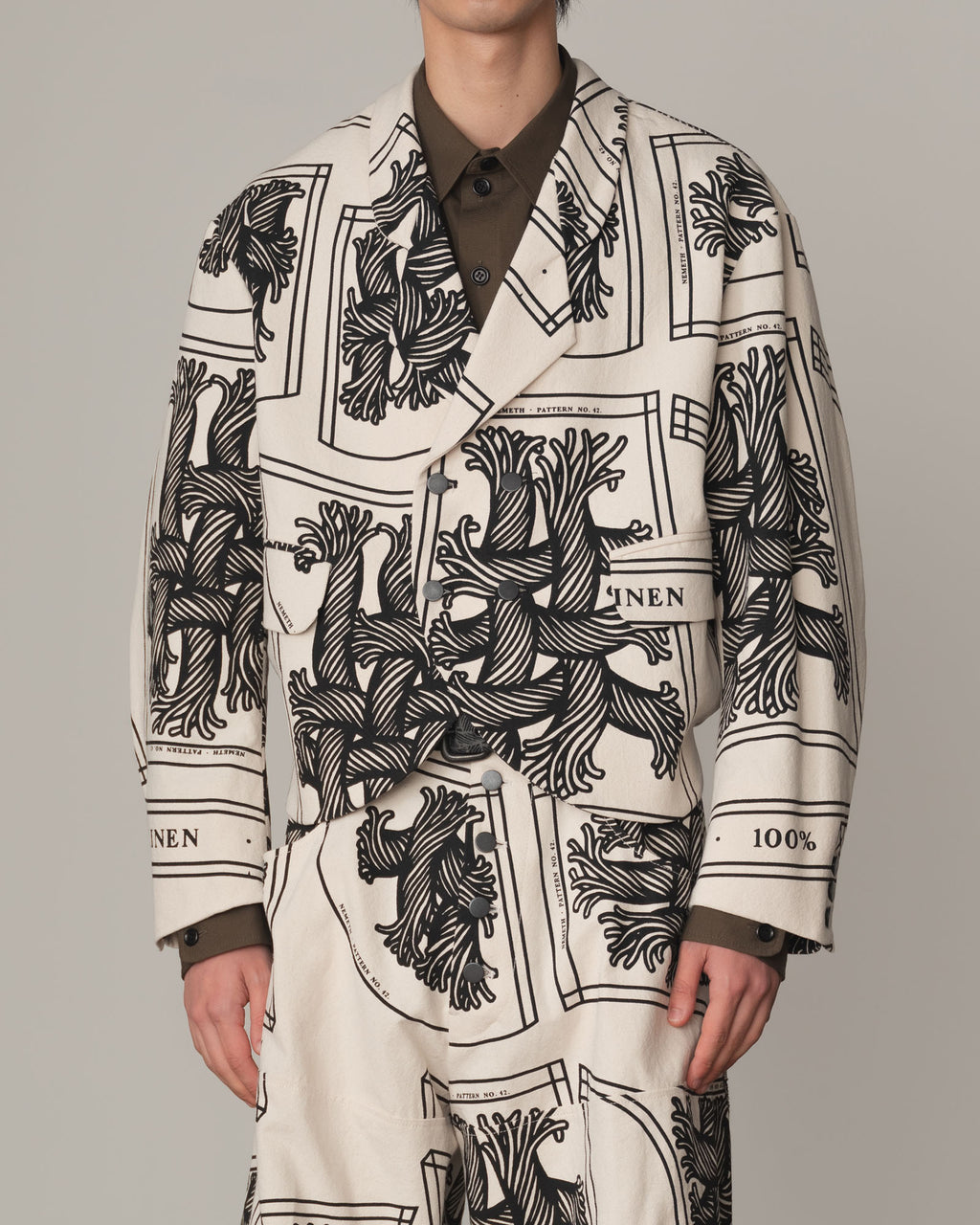 Jacket 2832- Cotton100% Oxford Print- 42S Pattern Rope Print- Natural
