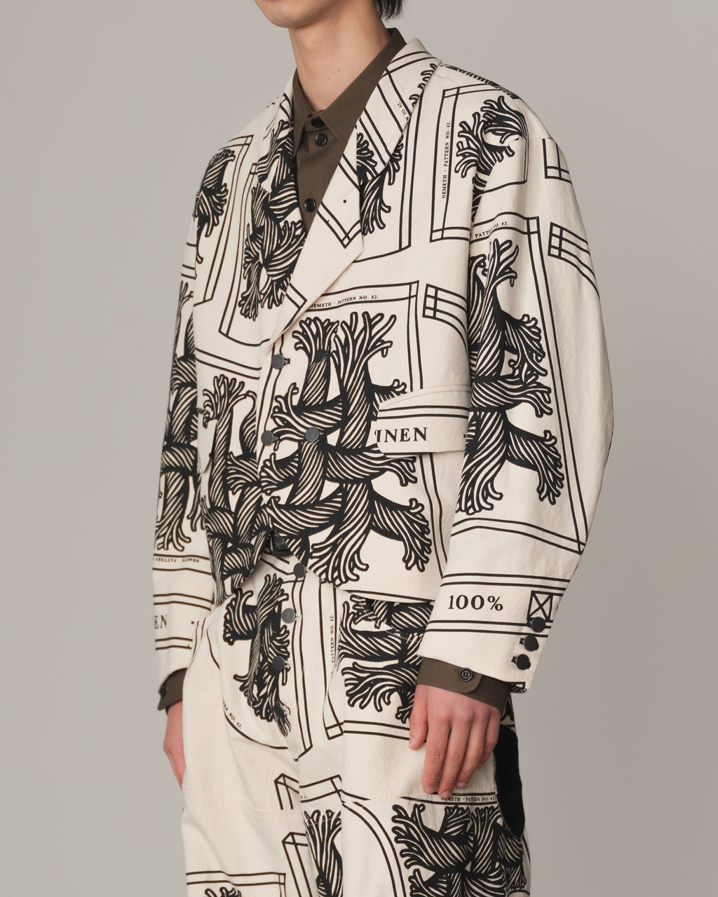 Jacket 2832- Cotton100% Oxford Print- 42S Pattern Rope Print- Natural