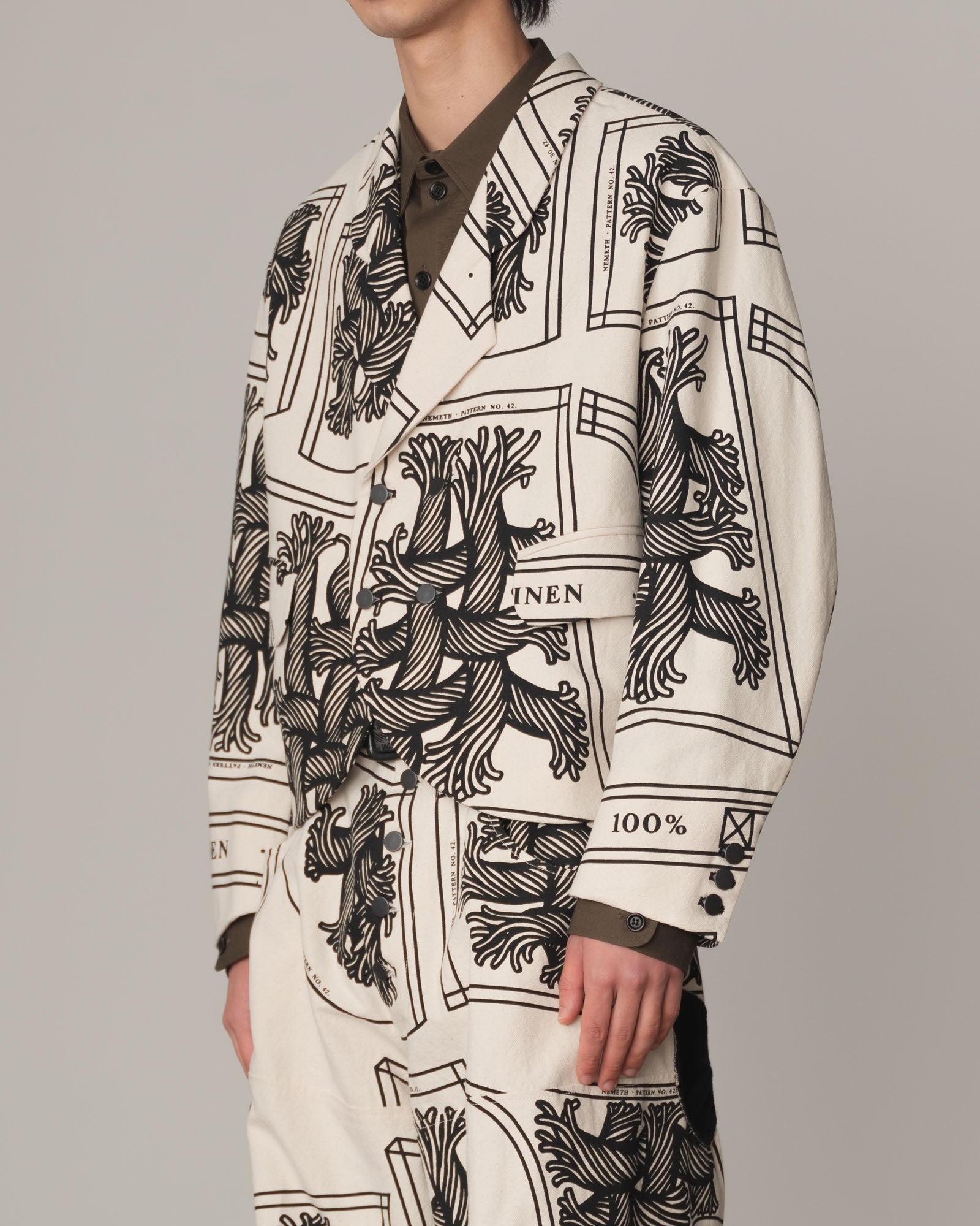 Jacket 2832- Cotton100% Oxford Print- 42S Pattern Rope Print- Natural