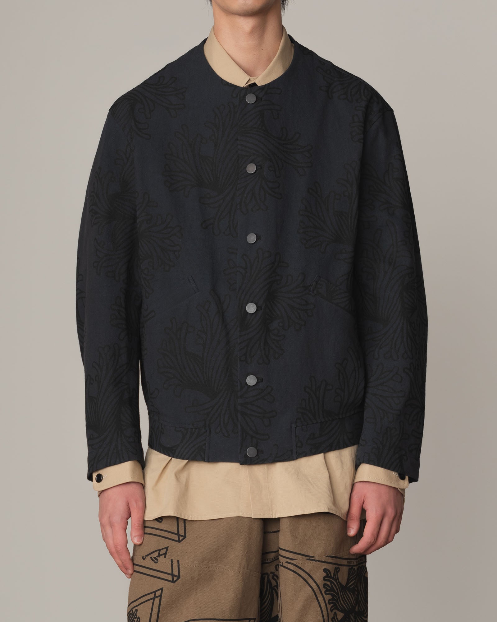 Jacket 37458B- Cotton100% Oxford Print- L Rope Print- Navy