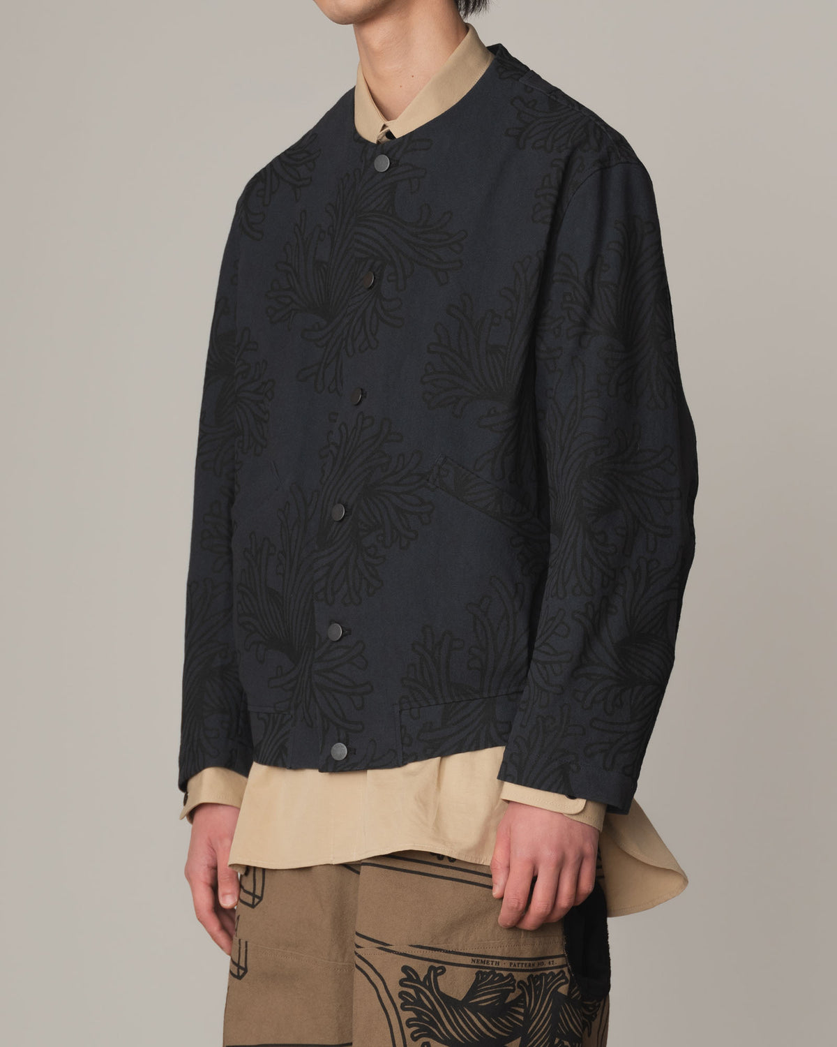 Jacket 37458B- Cotton100% Oxford Print- L Rope Print- Navy