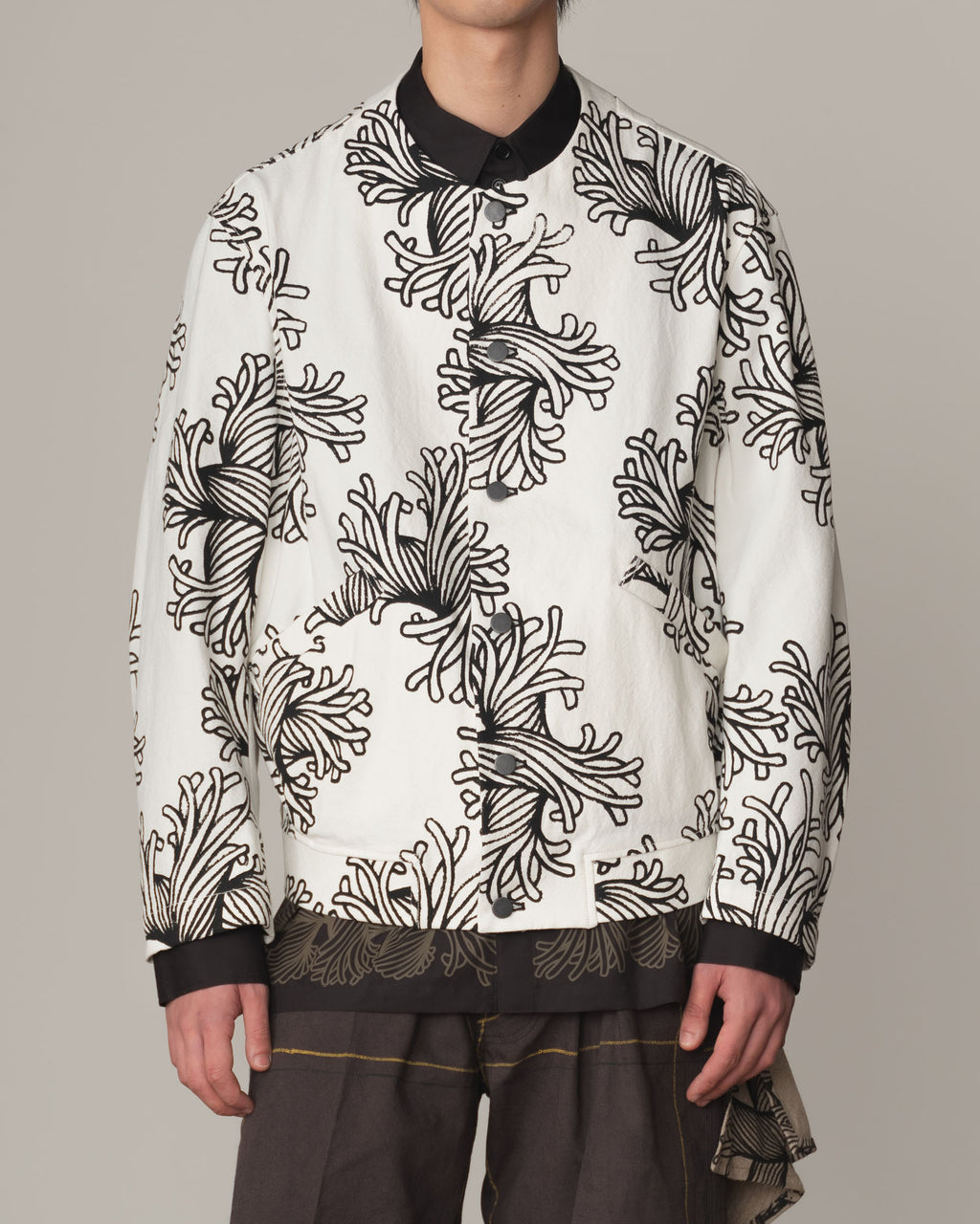 Jacket 37458B- Cotton100% Oxford Print- L Rope Print- Off White