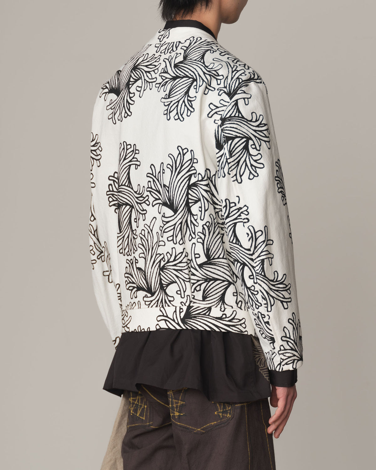 Jacket 37458B- Cotton100% Oxford Print- L Rope Print- Off White