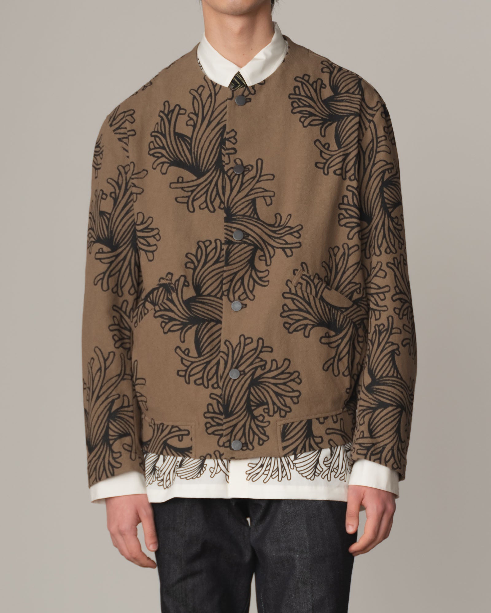 Jacket 37458B- Cotton100% Oxford Print- L Rope Print- Light Brown