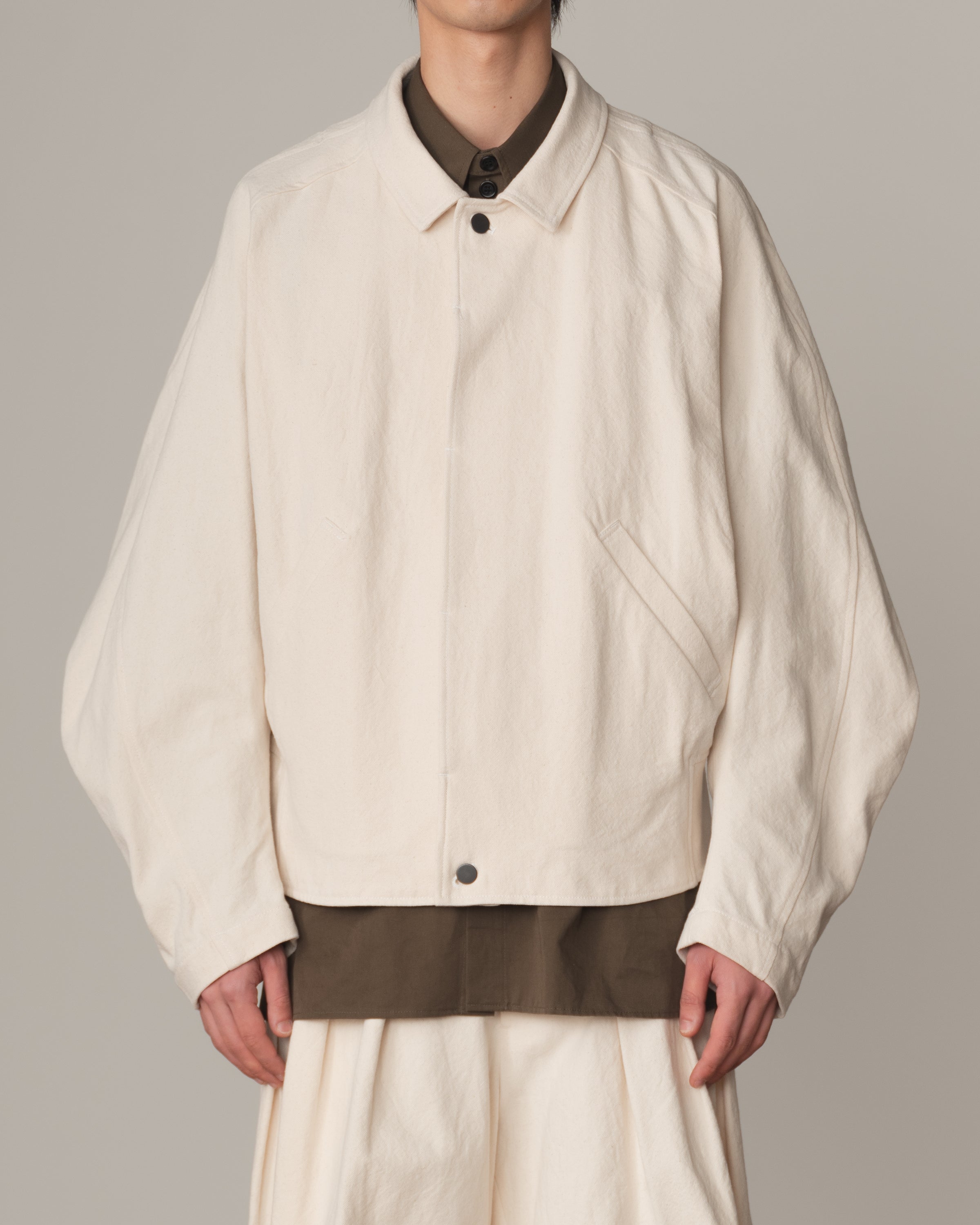 新品　ito fukuoka BOAVEST (beige×white) Jacket 191B- Cotton100% Oxford Print- Embroidery Rope Print