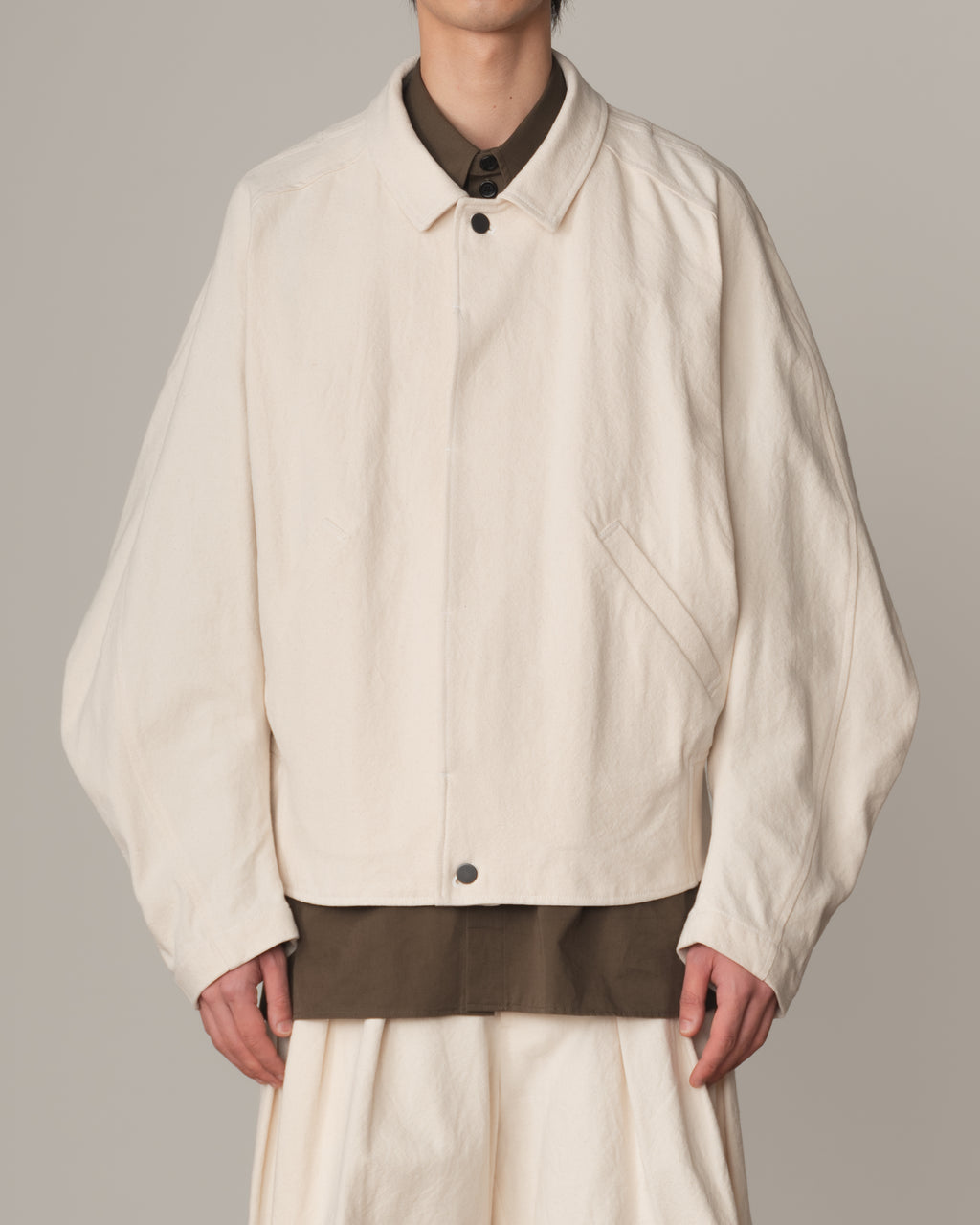 Jacket 191B- Cotton100% Oxford Print- Embroidery Rope Print- Natural