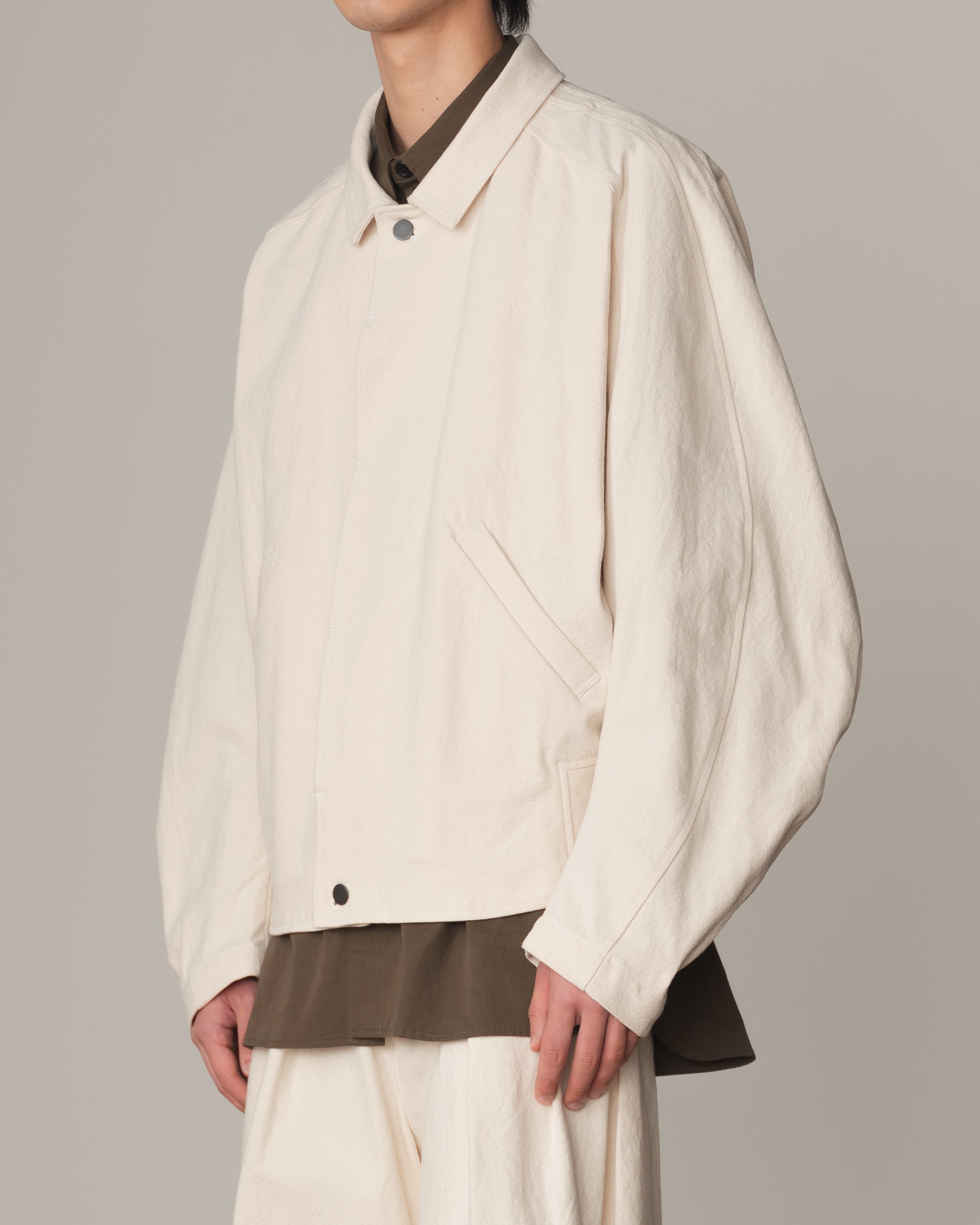 Jacket 191B- Cotton100% Oxford Print- Embroidery Rope Print- Natural