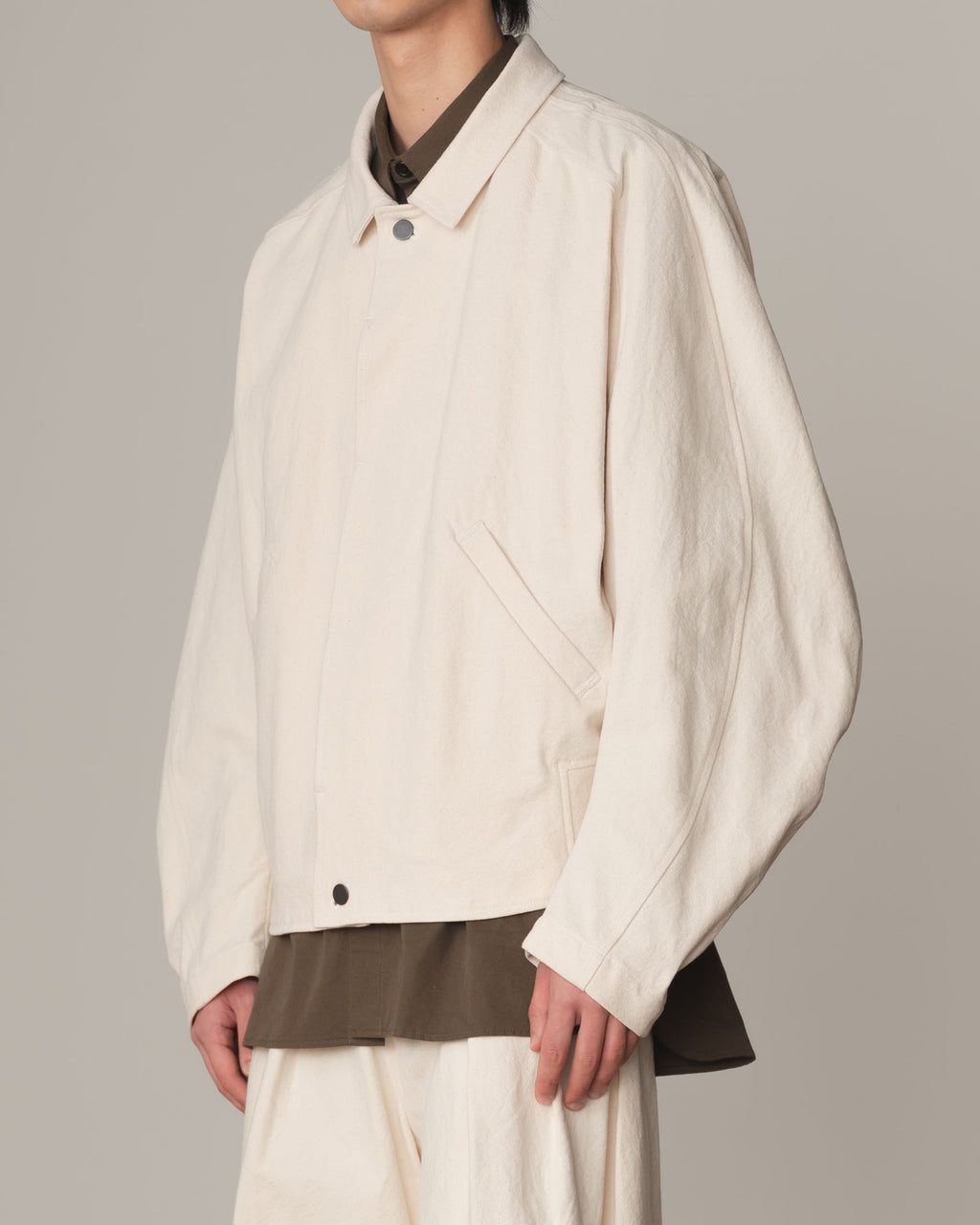 Jacket 191B- Cotton100% Oxford Print- Embroidery Rope Print- Natural