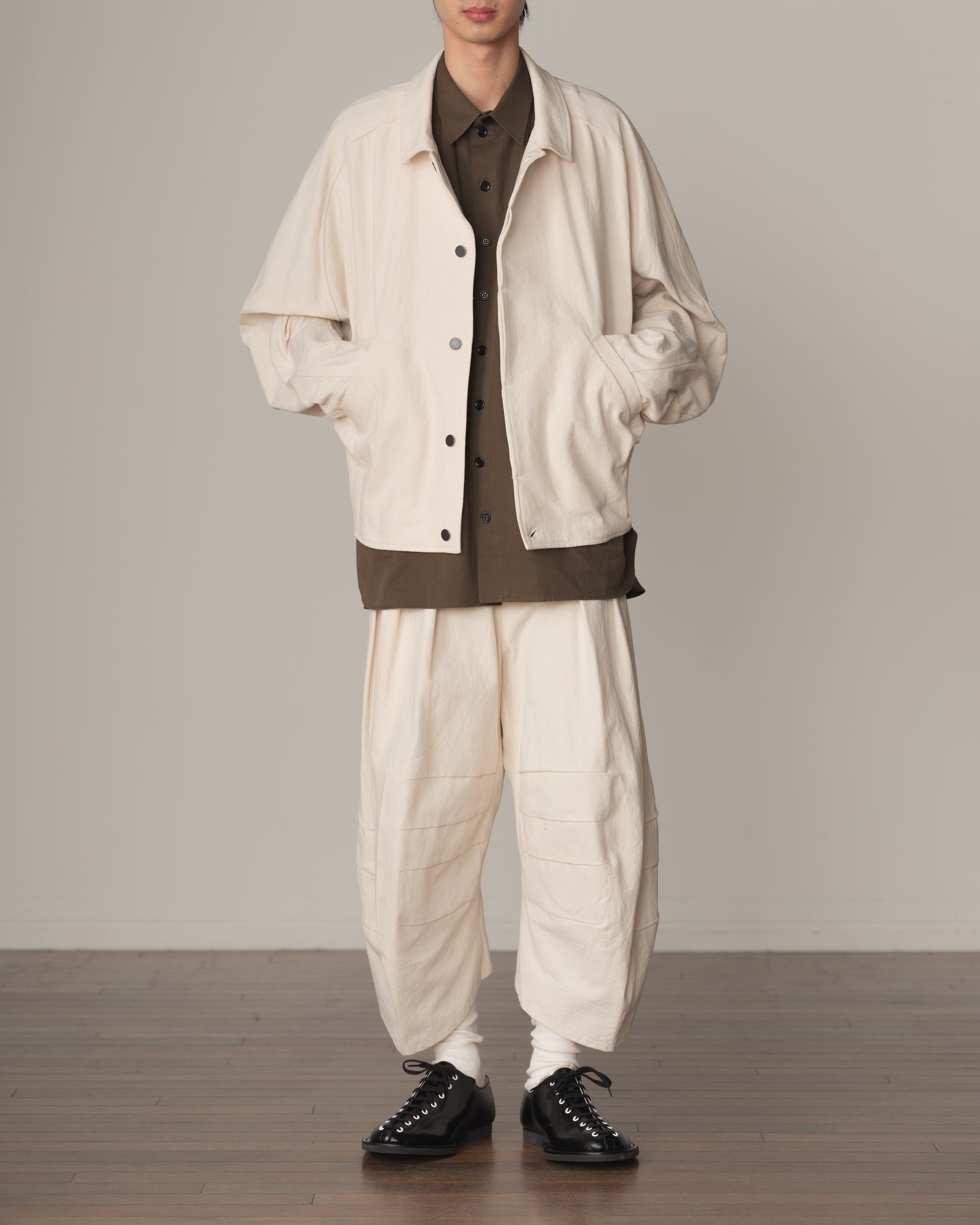 Jacket 191B- Cotton100% Oxford Print- Embroidery Rope Print- Natural